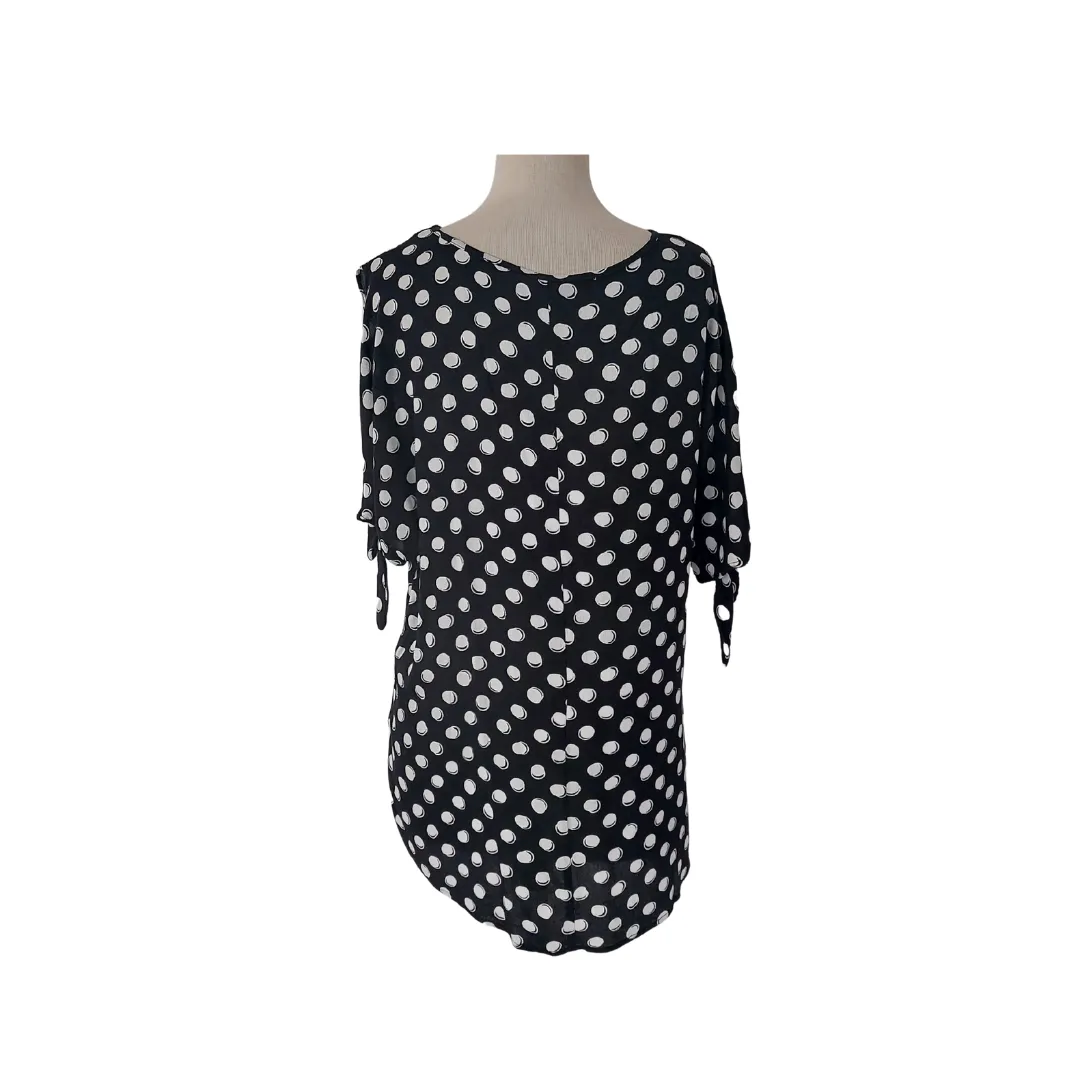 Max Black & White Polka Dot Cold-Shoulder Blouse | Like New |