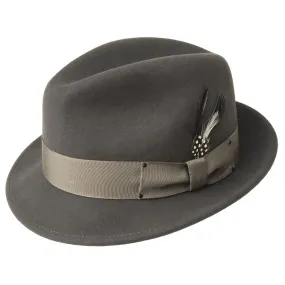 Men's Bailey Of Hollywood Litefelt Wool Center Dent Tino 7001 Fedora Basalt Grey