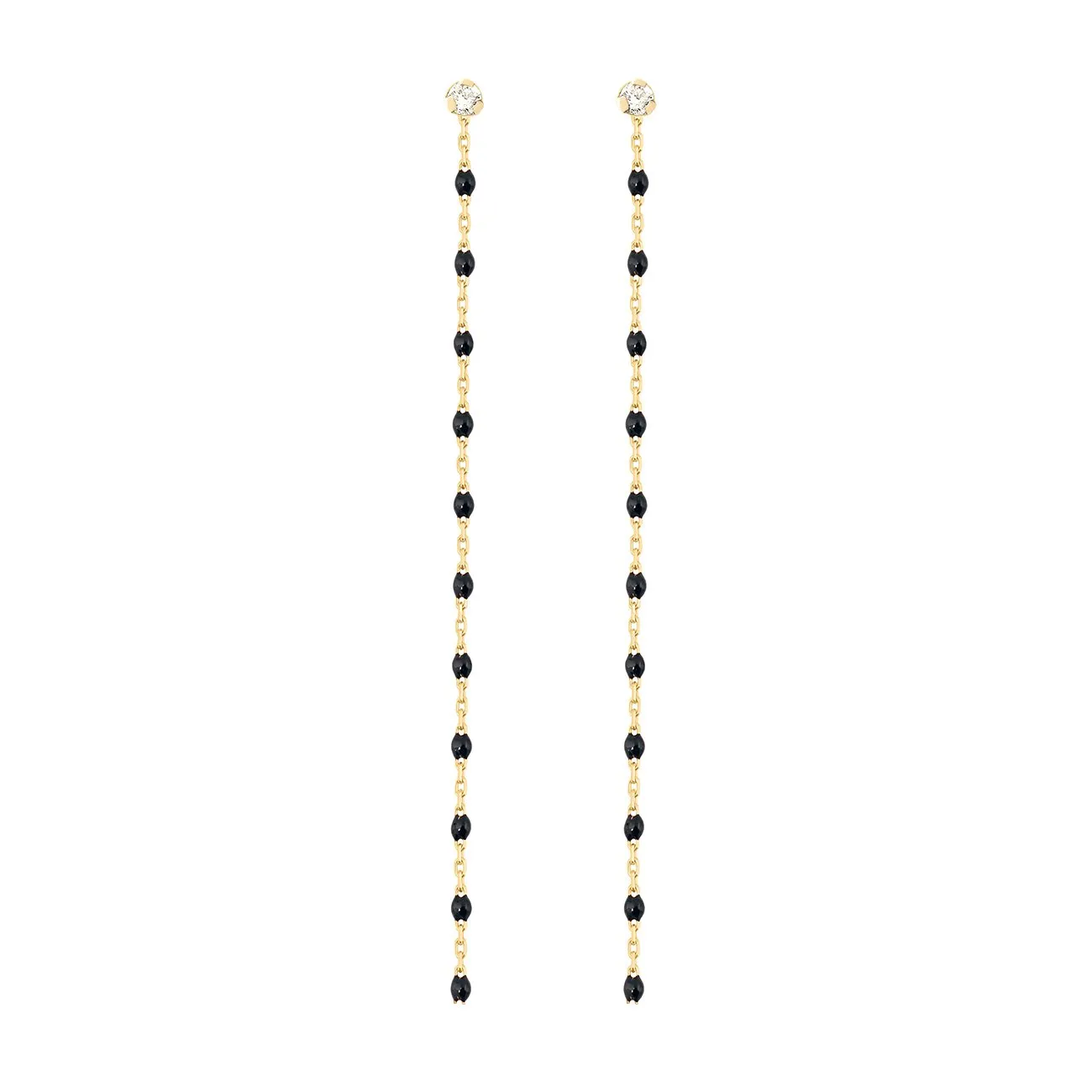 Mini Gigi Party Black diamond earrings, Yellow Gold