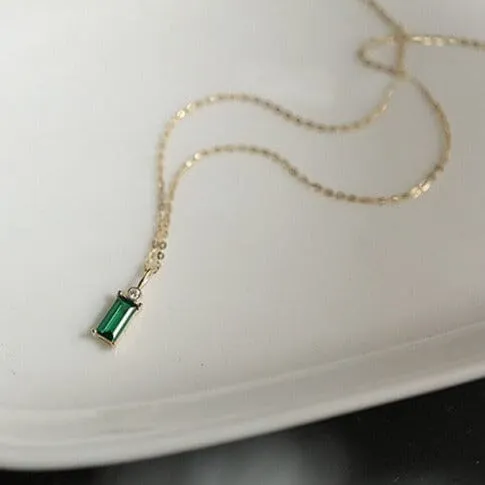 Mini Rectangle Emerald Green Necklace