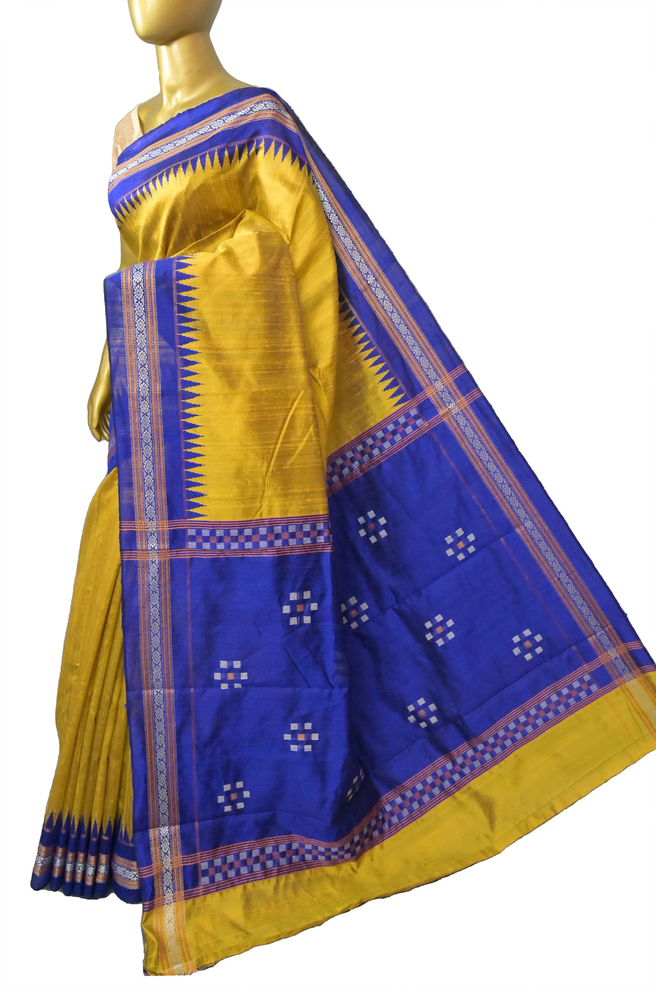 Mustard Golden Color Raw Silk Saree with Vidarbha Border