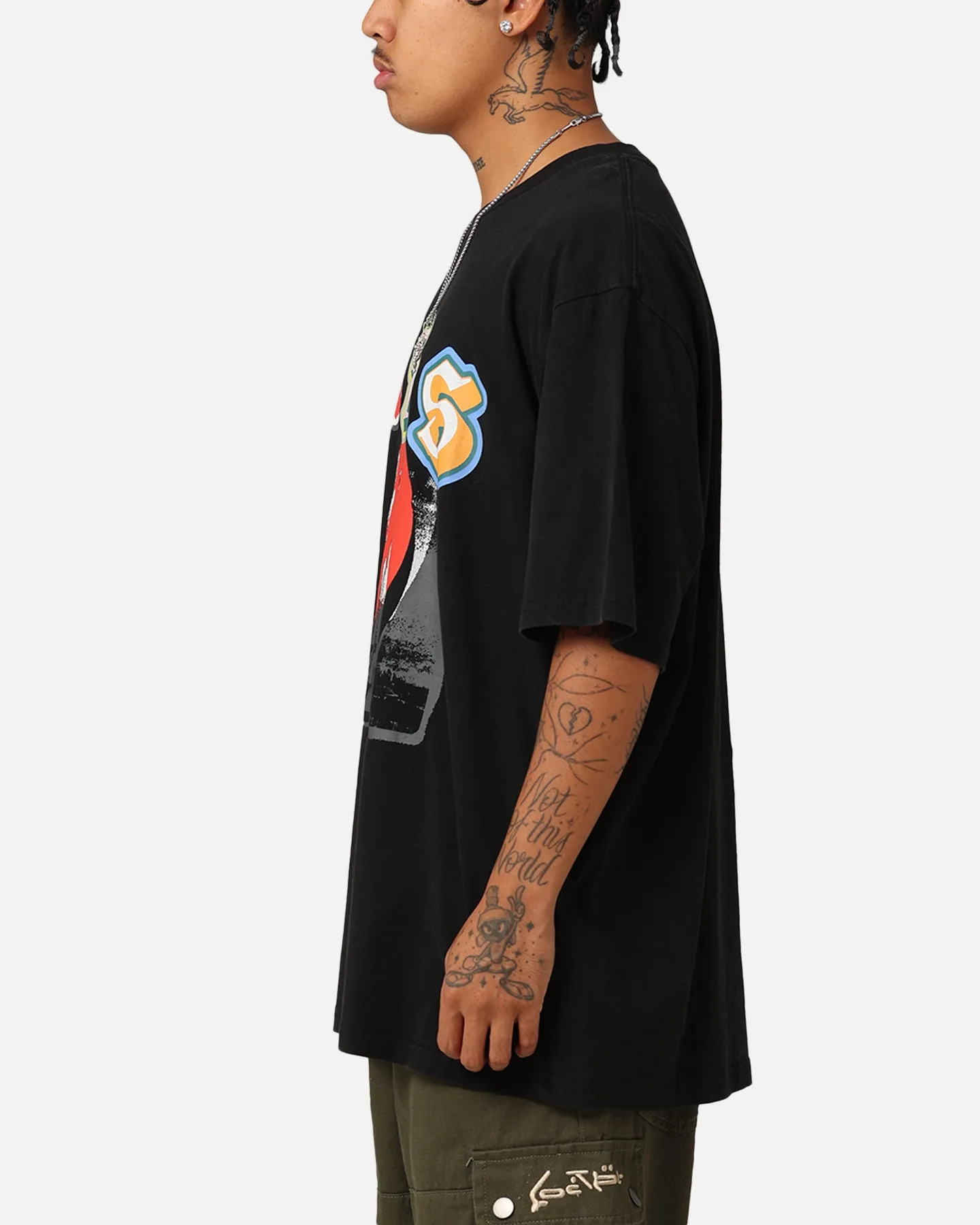 Nas Multicoloured Logo T-Shirt Washed Black