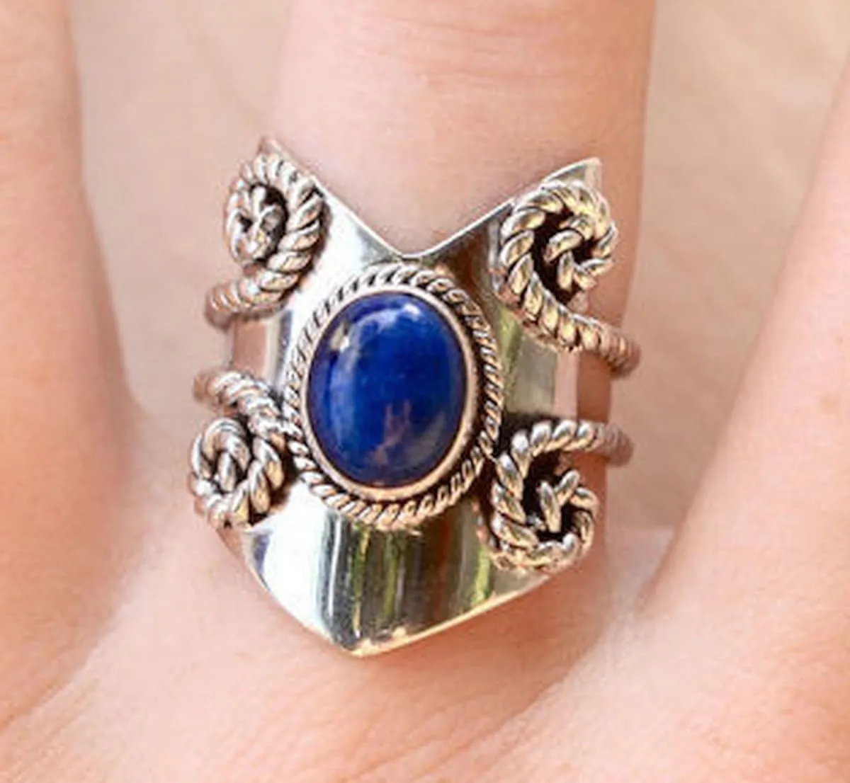 Natural Lapis Lazuli 925 Solid Sterling Silver Handmade Women Ring Sizes 4 to 13 US