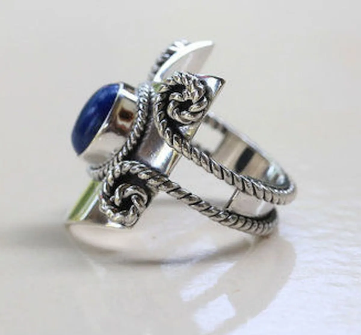 Natural Lapis Lazuli 925 Solid Sterling Silver Handmade Women Ring Sizes 4 to 13 US