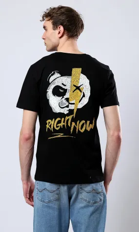 O178911 Printed Right Now Black Casual Tee