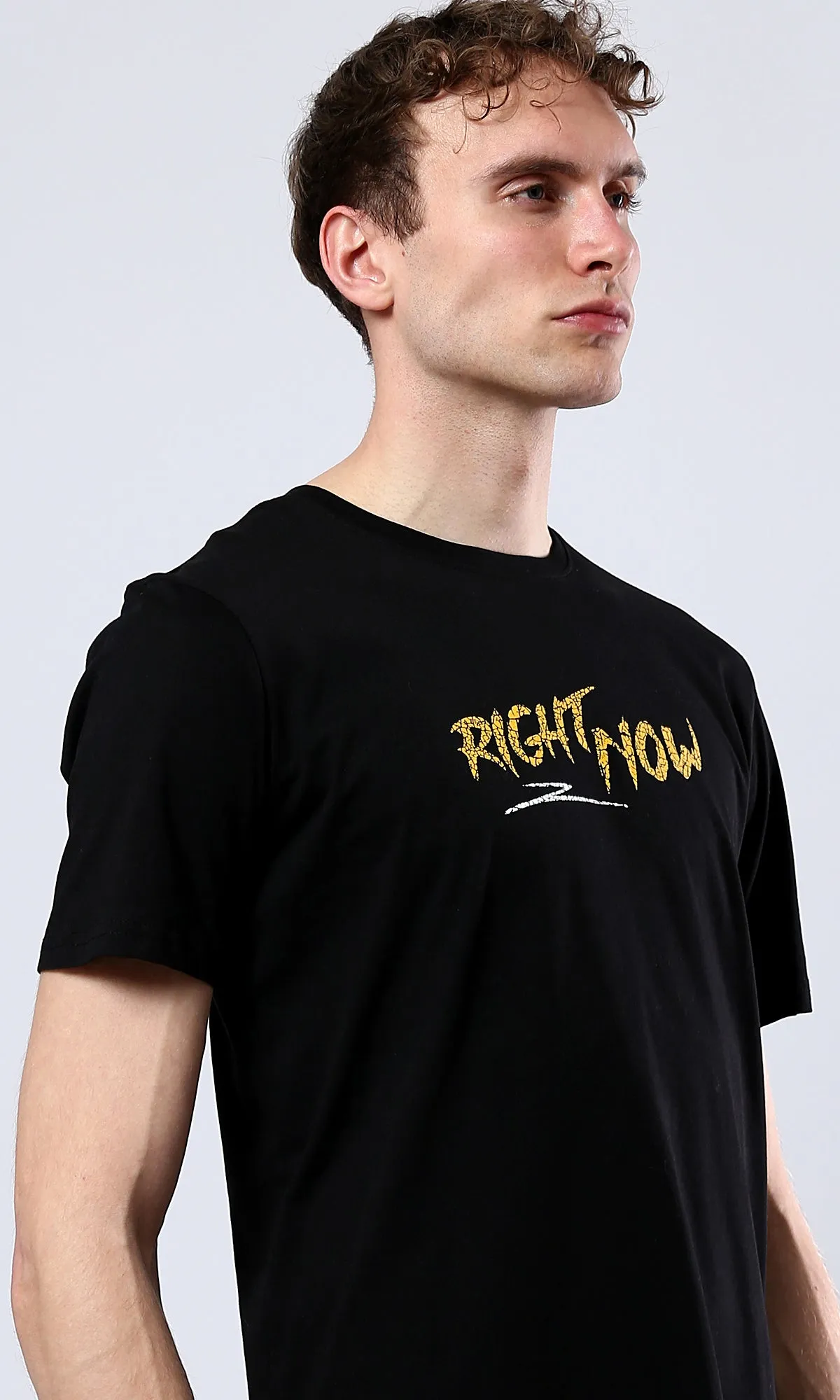 O178911 Printed Right Now Black Casual Tee