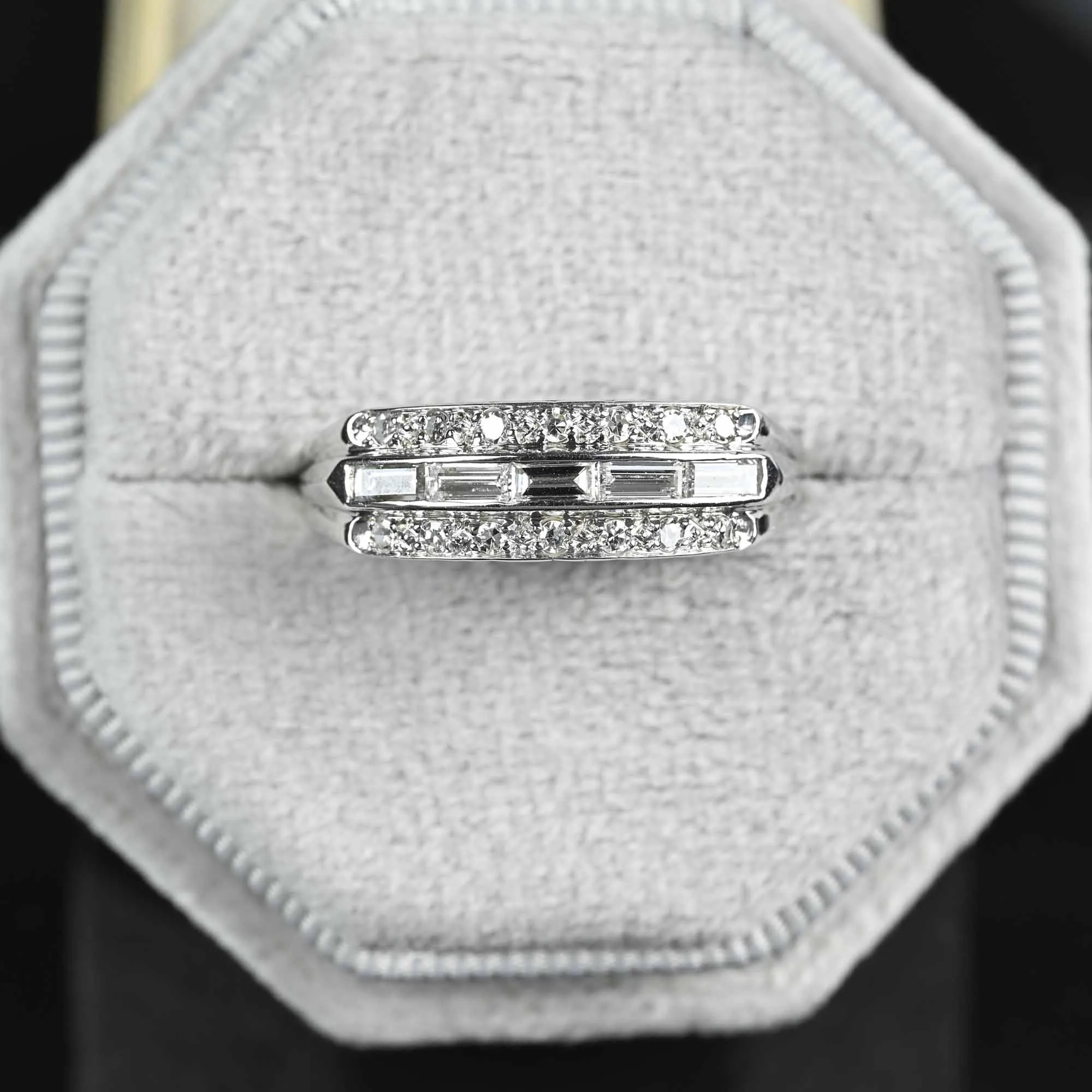 ON HOLD Vintage 14K White Gold Baguette Diamond Band Ring