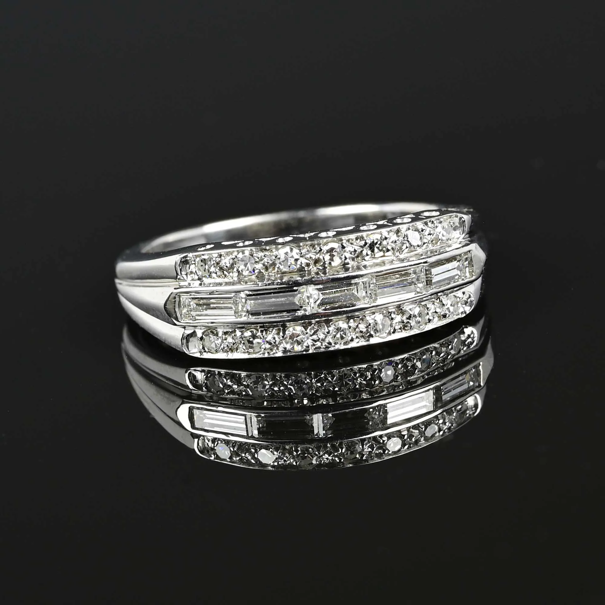 ON HOLD Vintage 14K White Gold Baguette Diamond Band Ring