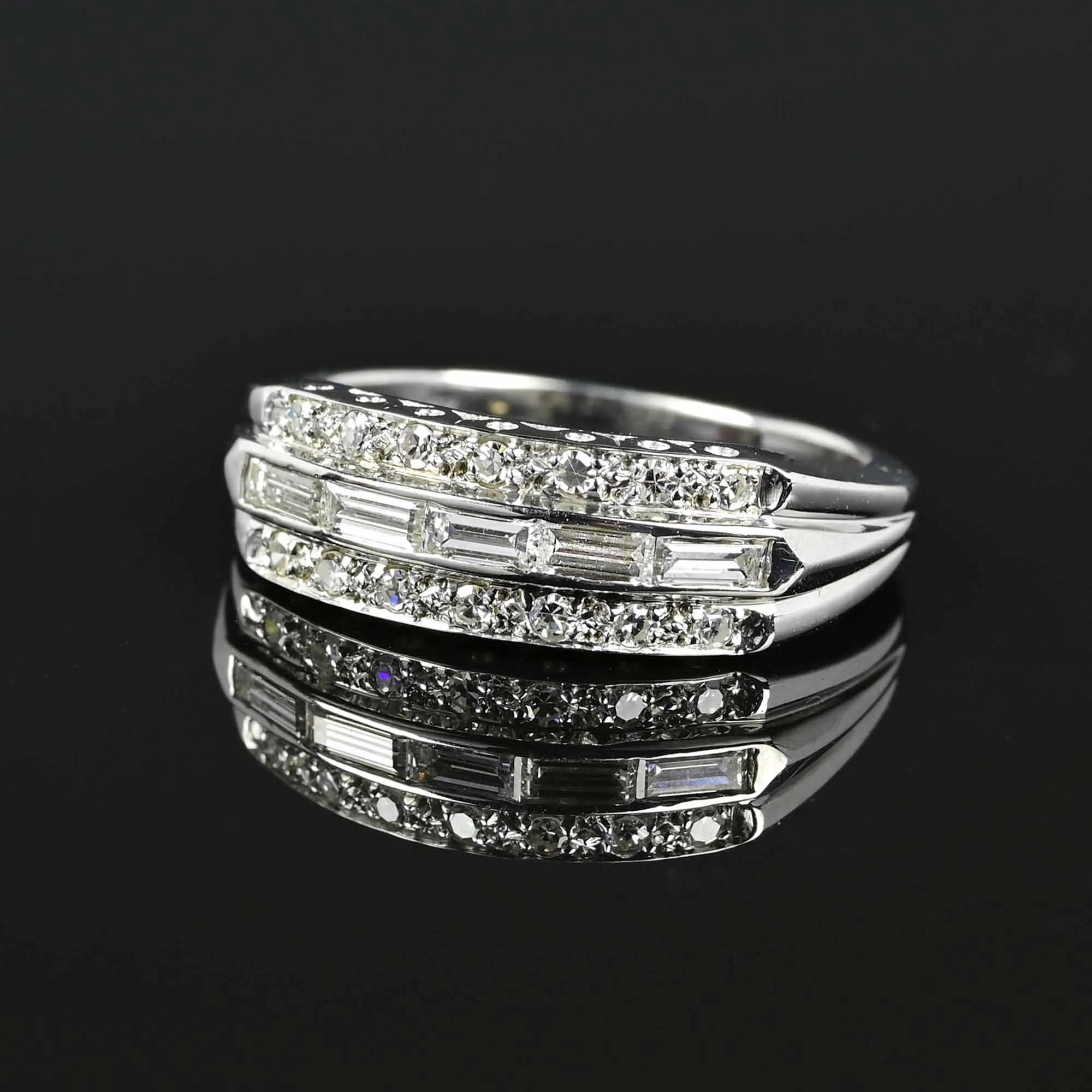 ON HOLD Vintage 14K White Gold Baguette Diamond Band Ring