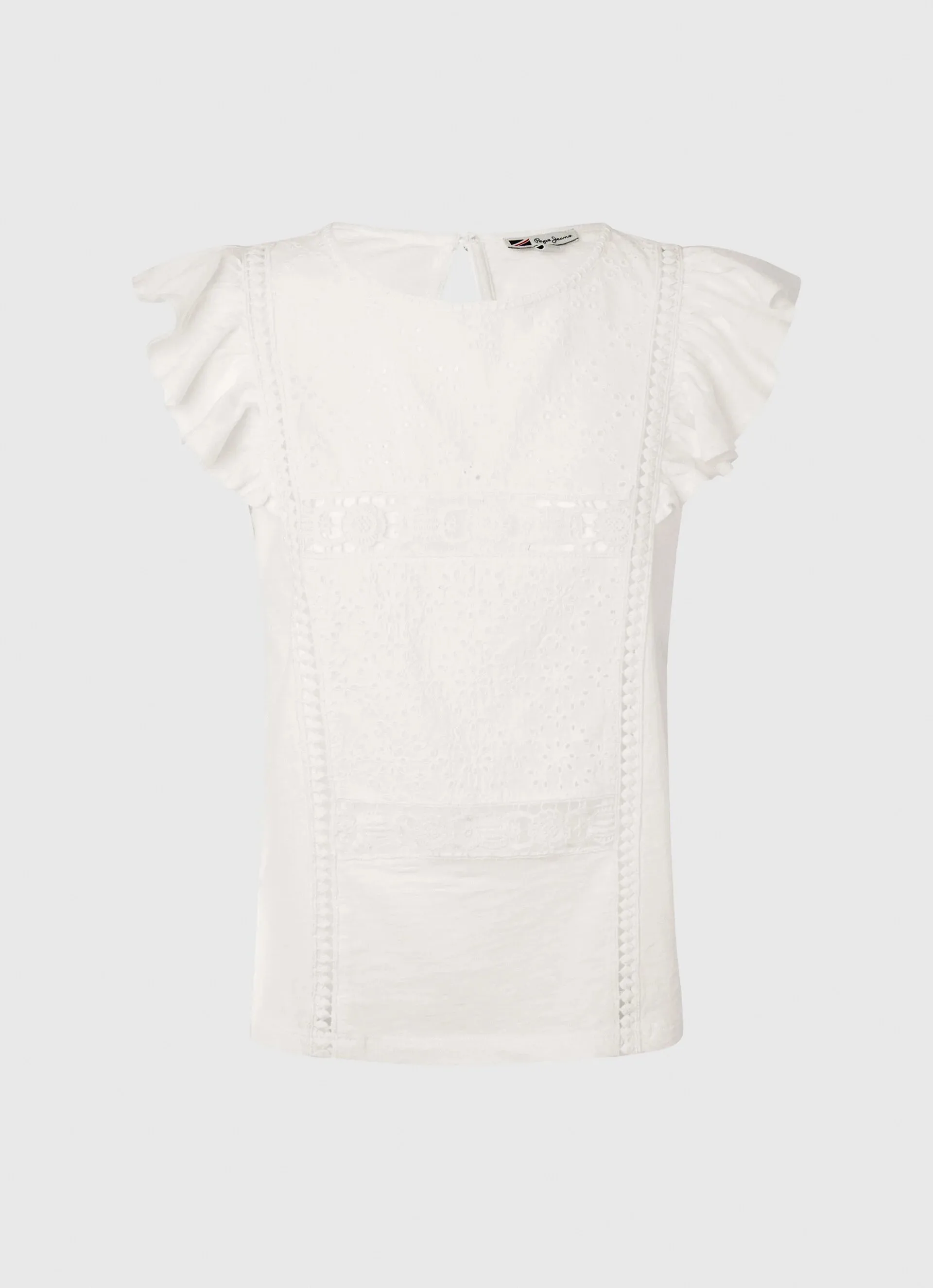 Pepe Jeans Women's T-shirt with perforated details Nina PL505444 800 white