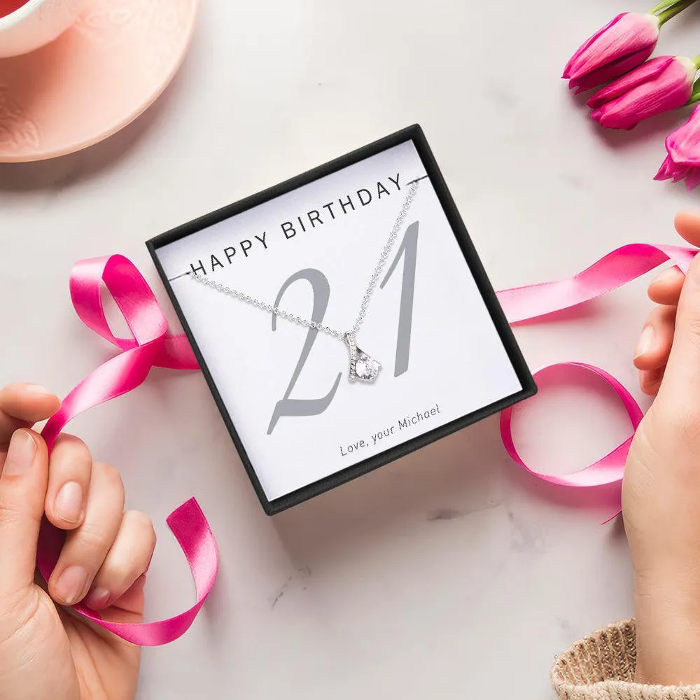 Personalized Your Age Message Card with Necklace Gift for Birthday