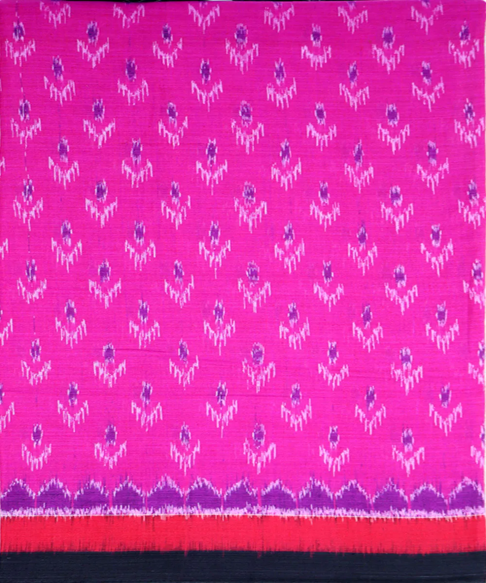 Pink red black cotton handloom nuapatna saree