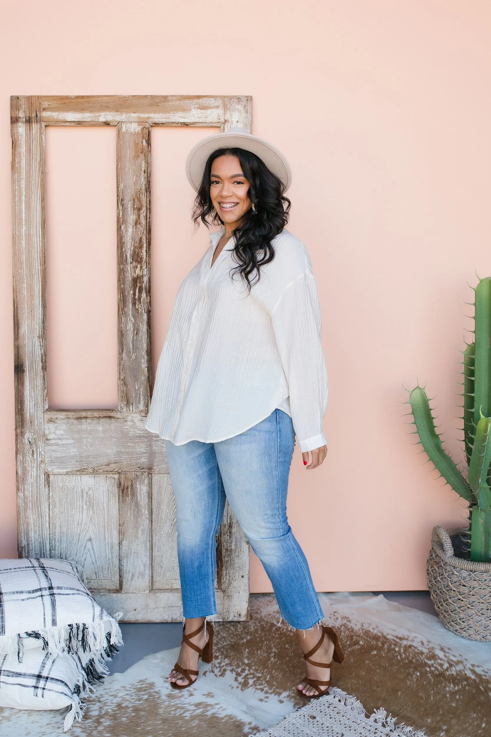 PLUS SIZE Day Trip Button Down Blouse