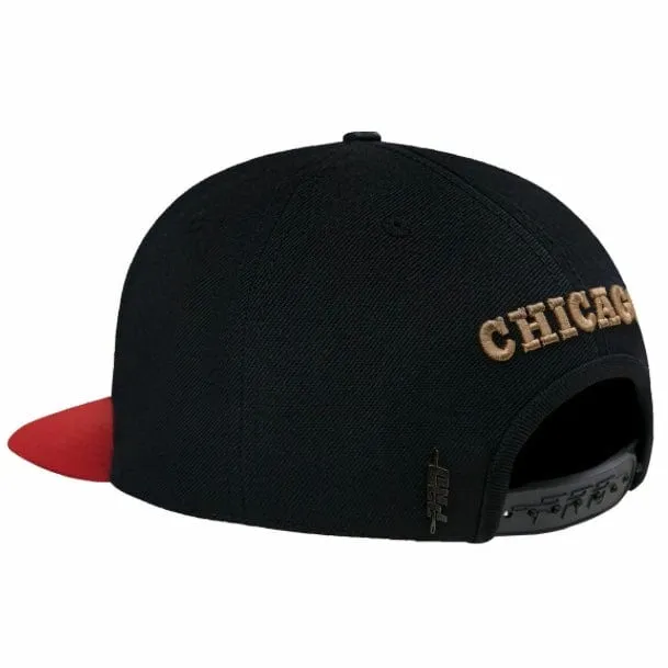 Pro Standard Chicago Bulls Side Patch Wool Snapback (Black/Red)