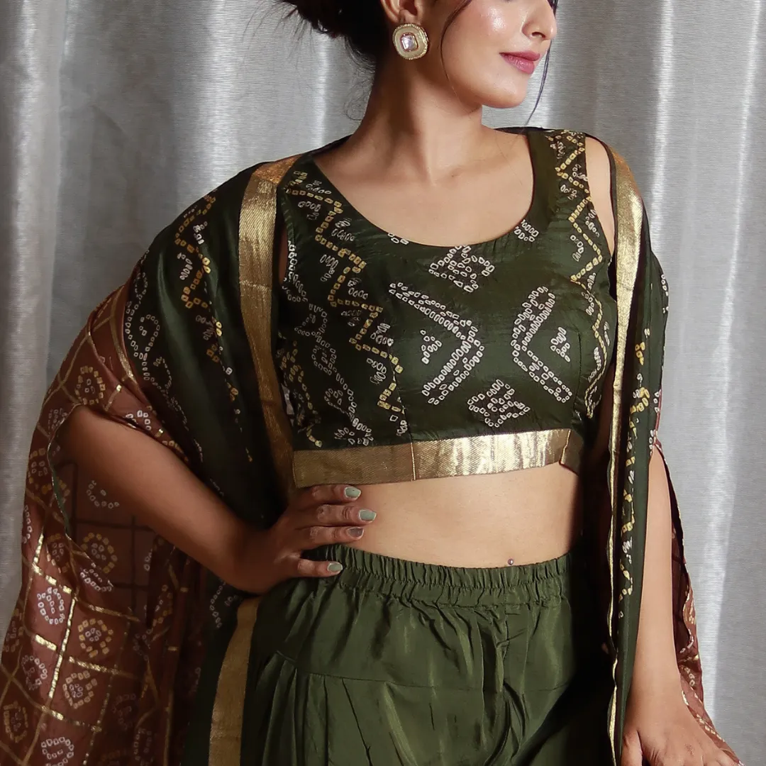 Pure silk Garchola drape jacket and dhoti dress