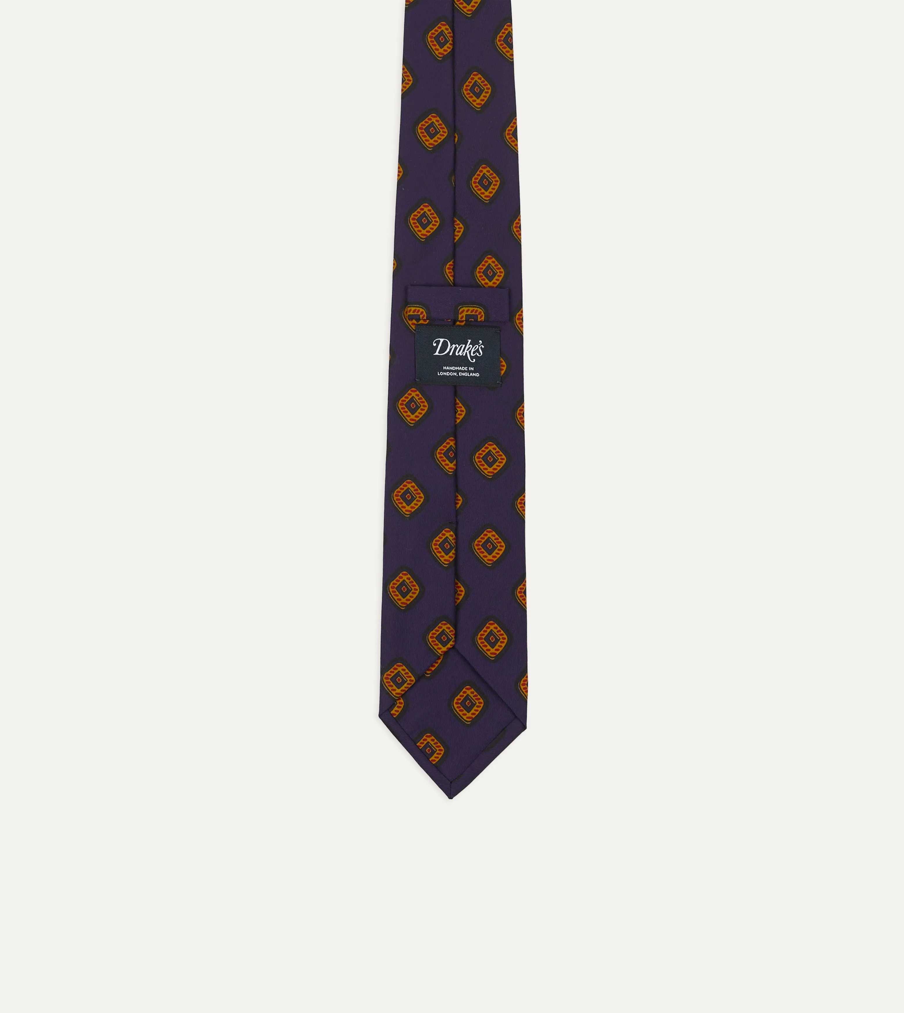 Purple Tile Print 36oz Madder Silk Self Tipped Tie