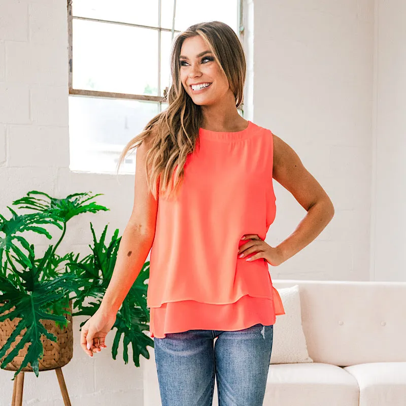 Raelynn Sleeveless Blouse - Neon Coral FINAL SALE