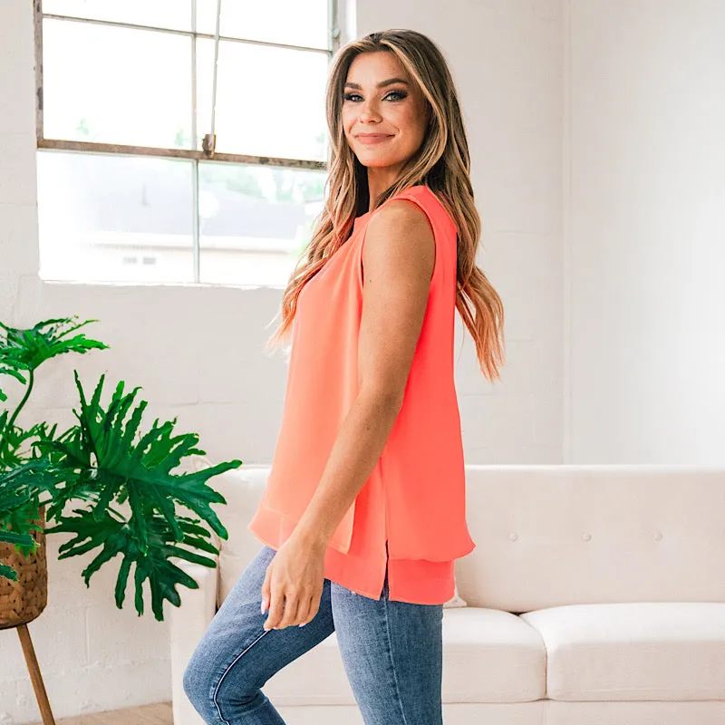 Raelynn Sleeveless Blouse - Neon Coral FINAL SALE