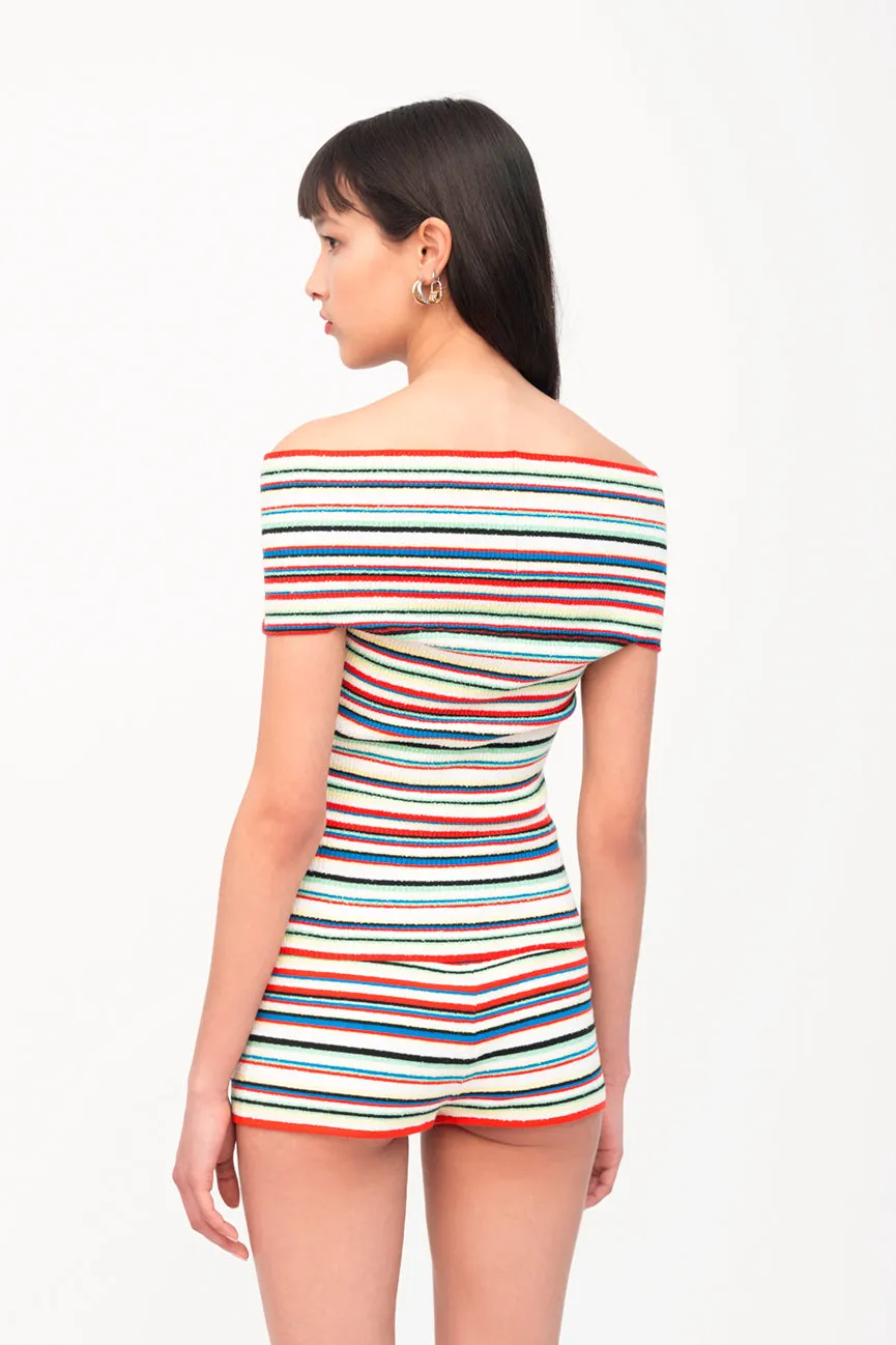 Rainbow Stripe Criss Cross Top