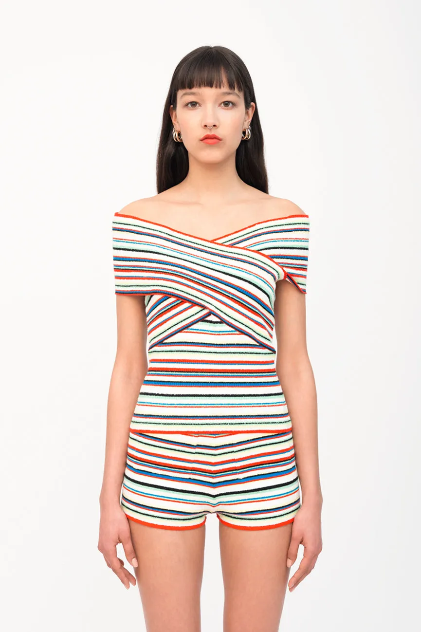 Rainbow Stripe Criss Cross Top