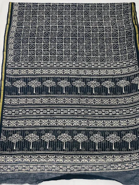 Ravishing Black Color Bandhani Printed Cotton Saree With Blouse