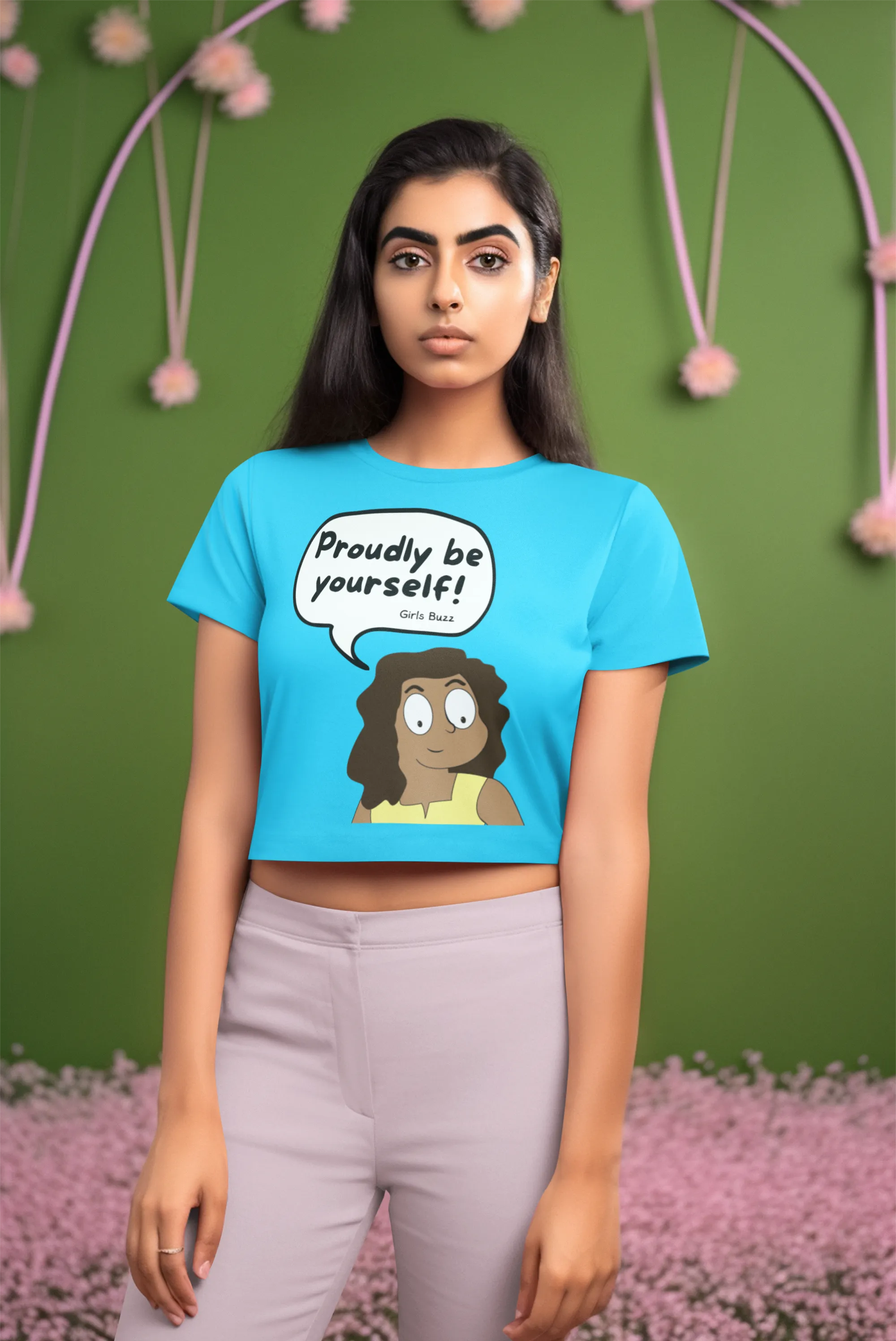 Regular Fit Hello Mili Comics Women Crop Top - Proudly Be Yourself