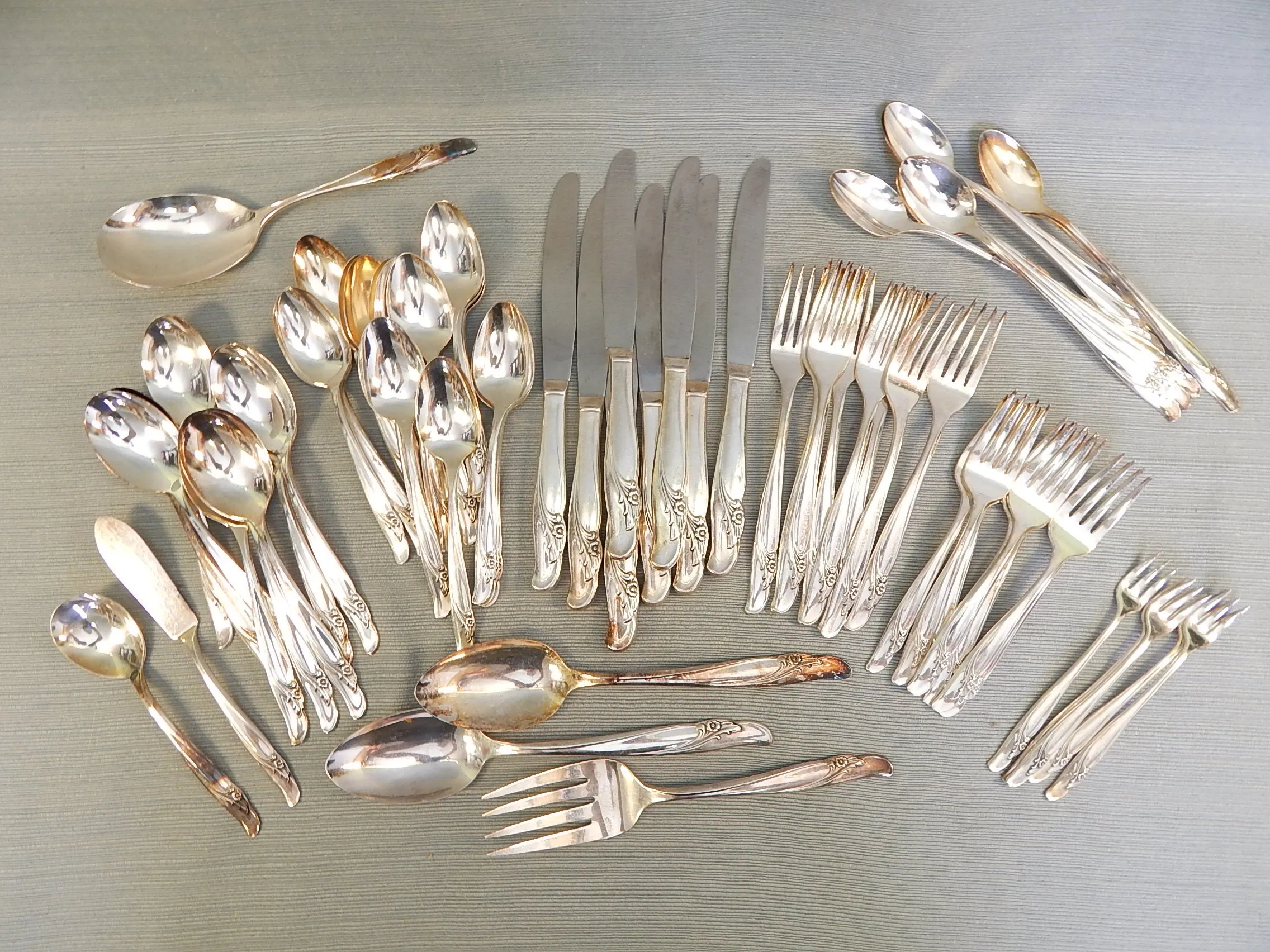 Rogers & Bros. Floral Pattern Silver-plated Flatware - 66 Pieces