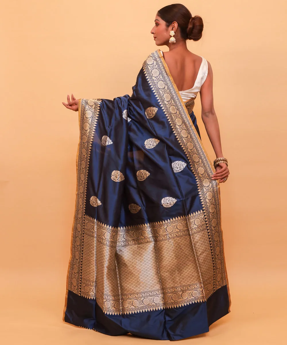 Royal blue silk banarasi handwoven saree