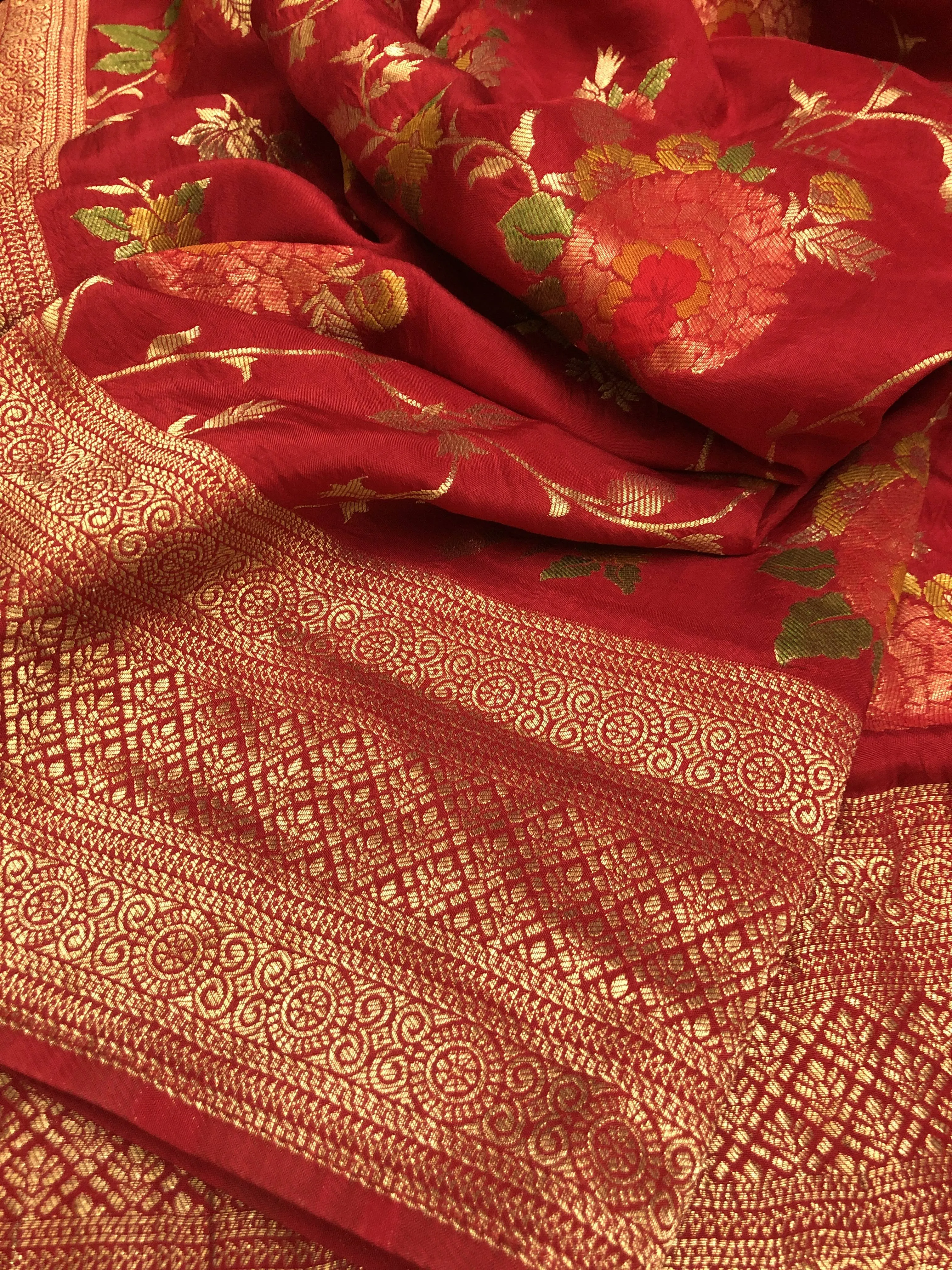 Royal Red Color Muga Banarasi with Allover Meenakari Work