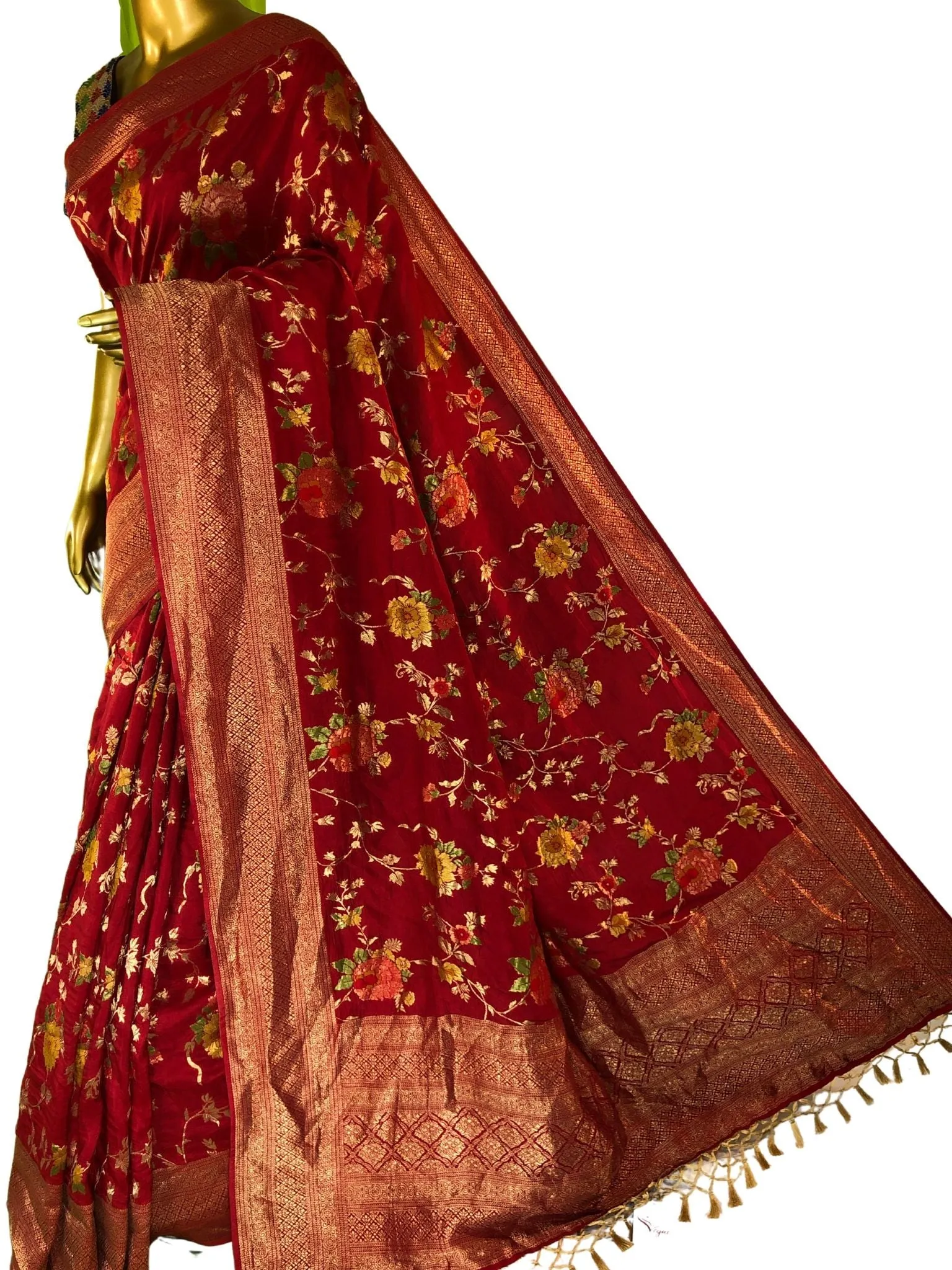 Royal Red Color Muga Banarasi with Allover Meenakari Work