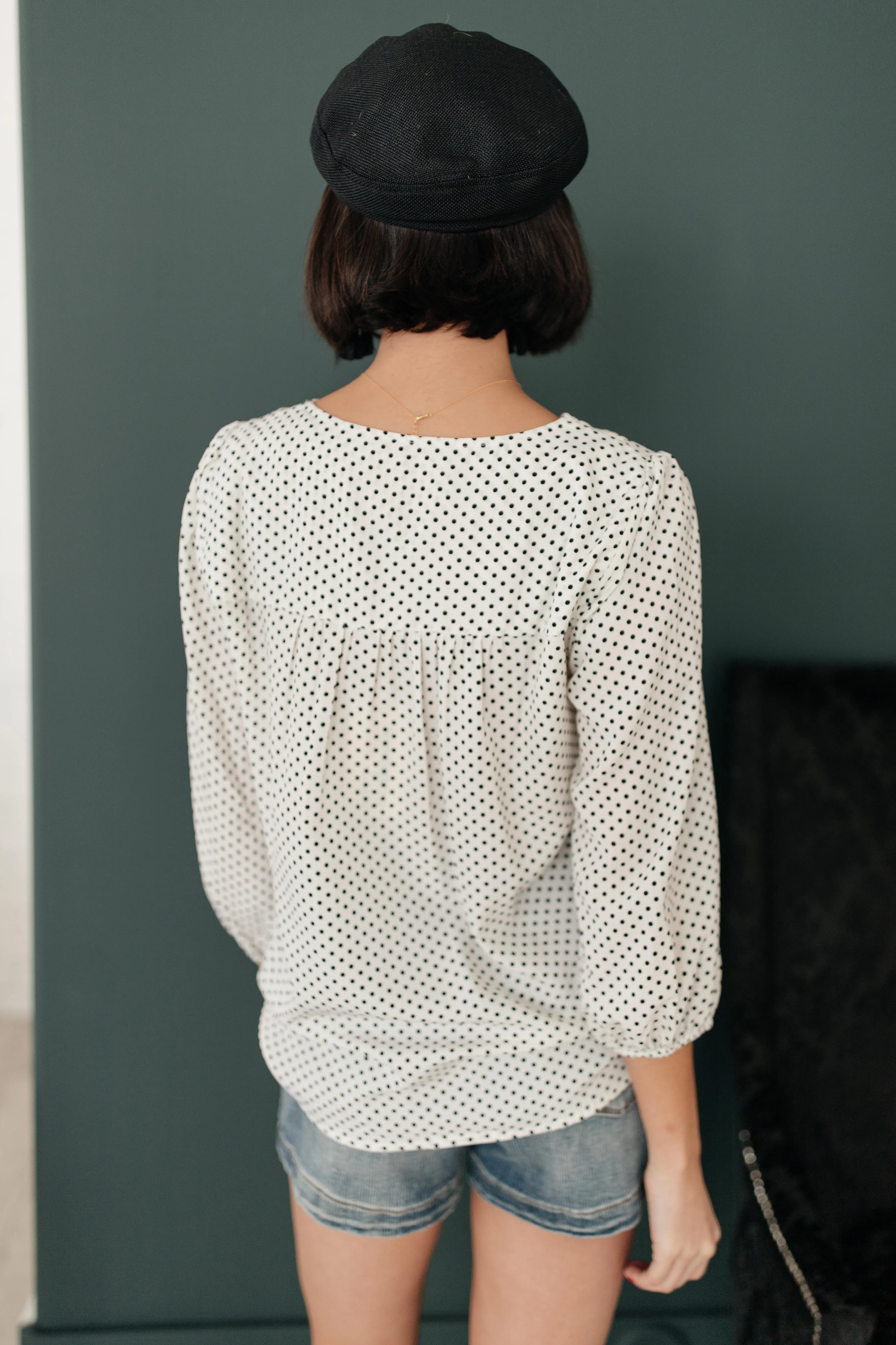 *Size S: Embroidery and Dots Blouse in Ivory