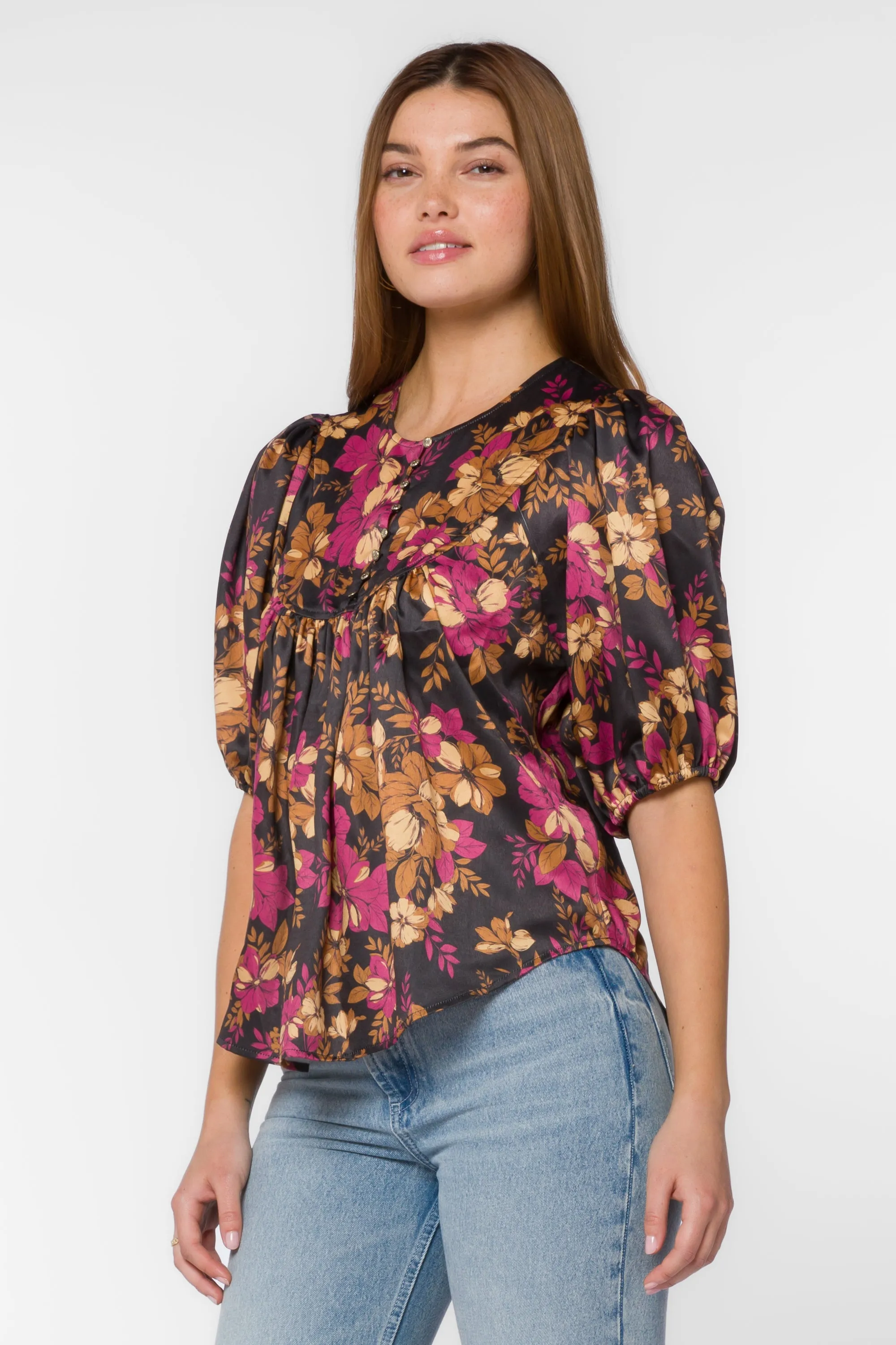 Soleil Gold Floral Blouse