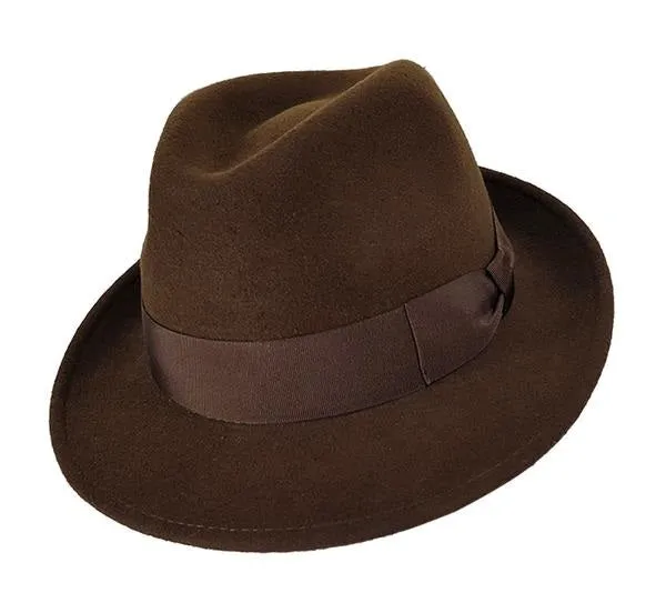 Stanton Premium Italian Made Foldable Wool Felt Trilby in Brown