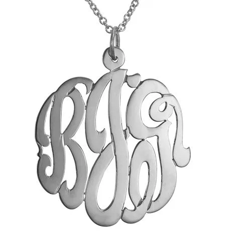 Sterling Silver Cutout Monogram Necklace