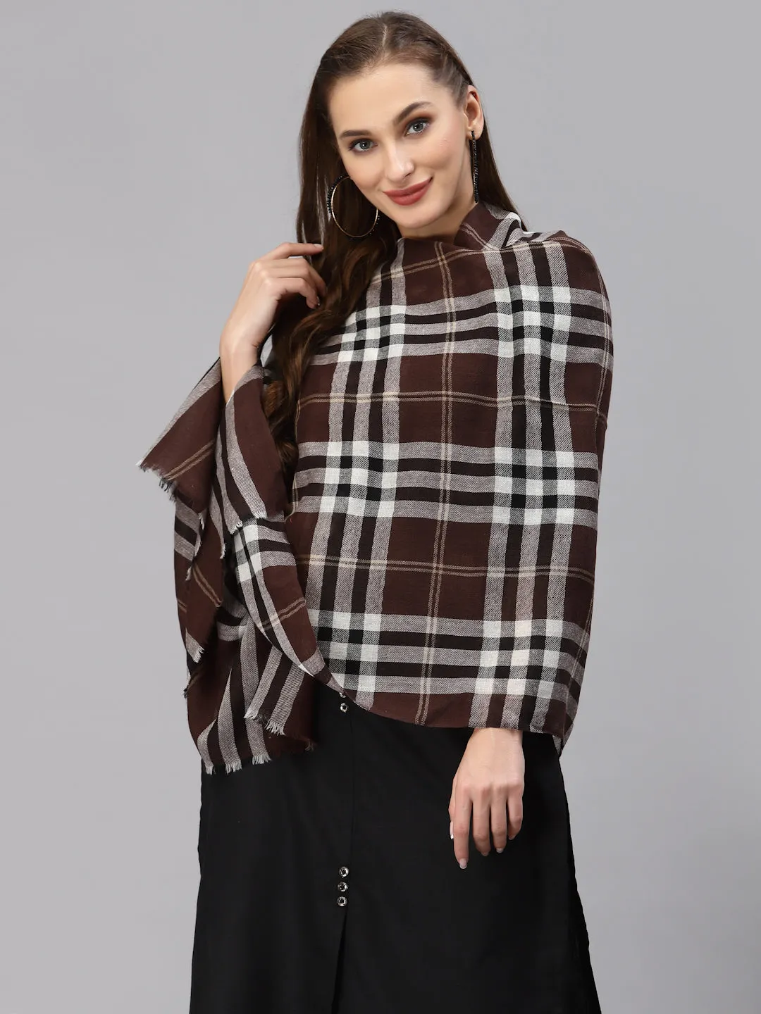 Style Quotient Women Brown Checked Shawl