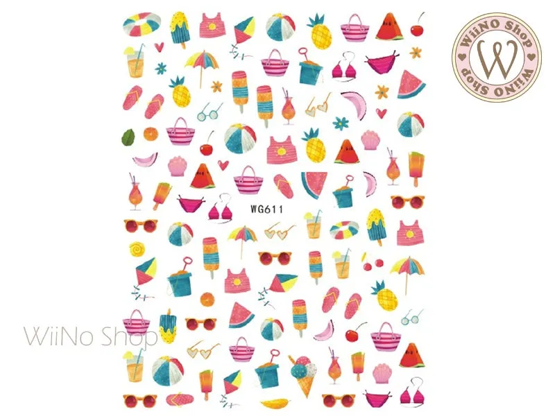 Summer Beach Adhesive Nail Art Sticker - 1 pc (WG611)