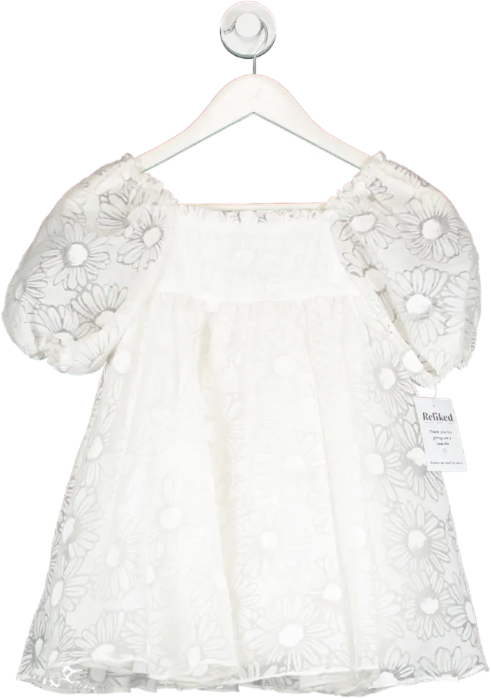 Tartine et Chocolat White Cotton Embroidered Short Sleeve Dress 6 Years