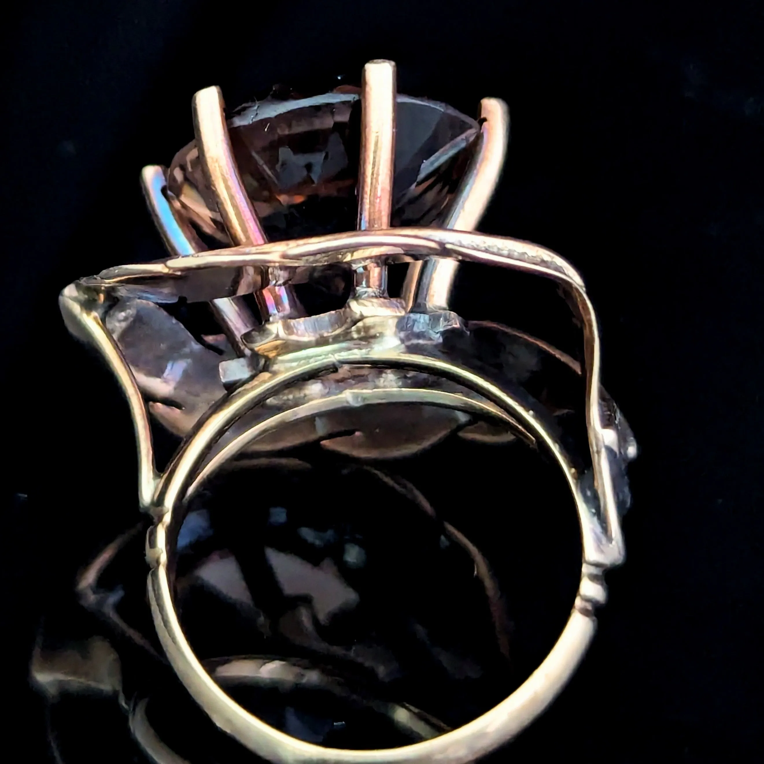 The Cassis - Vintage Smoky Quartz 14k Gold Cocktail Ring 1960-70s