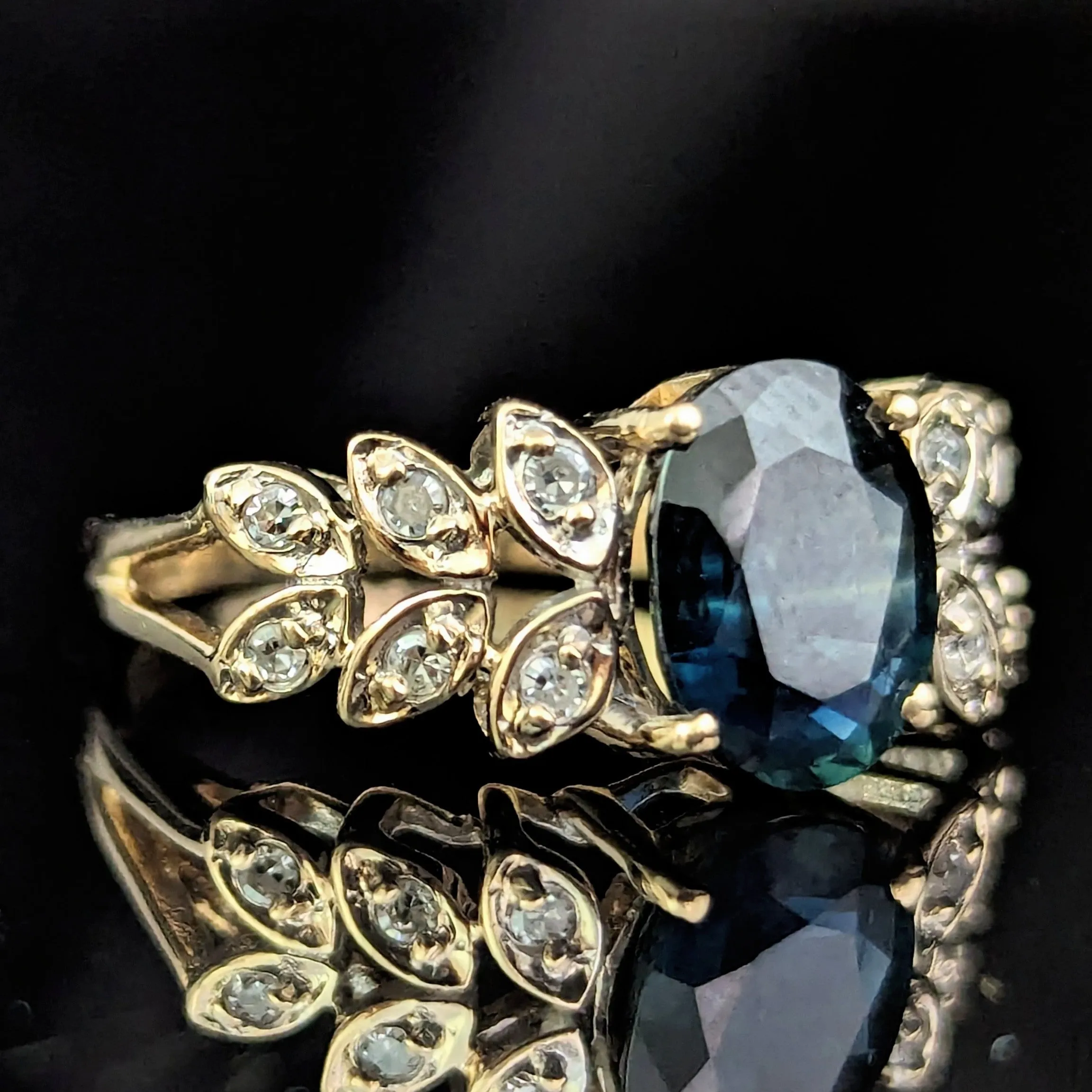 The Tekoa - Vintage GIA Unheated Sapphire Diamonds 14k Gold Ring