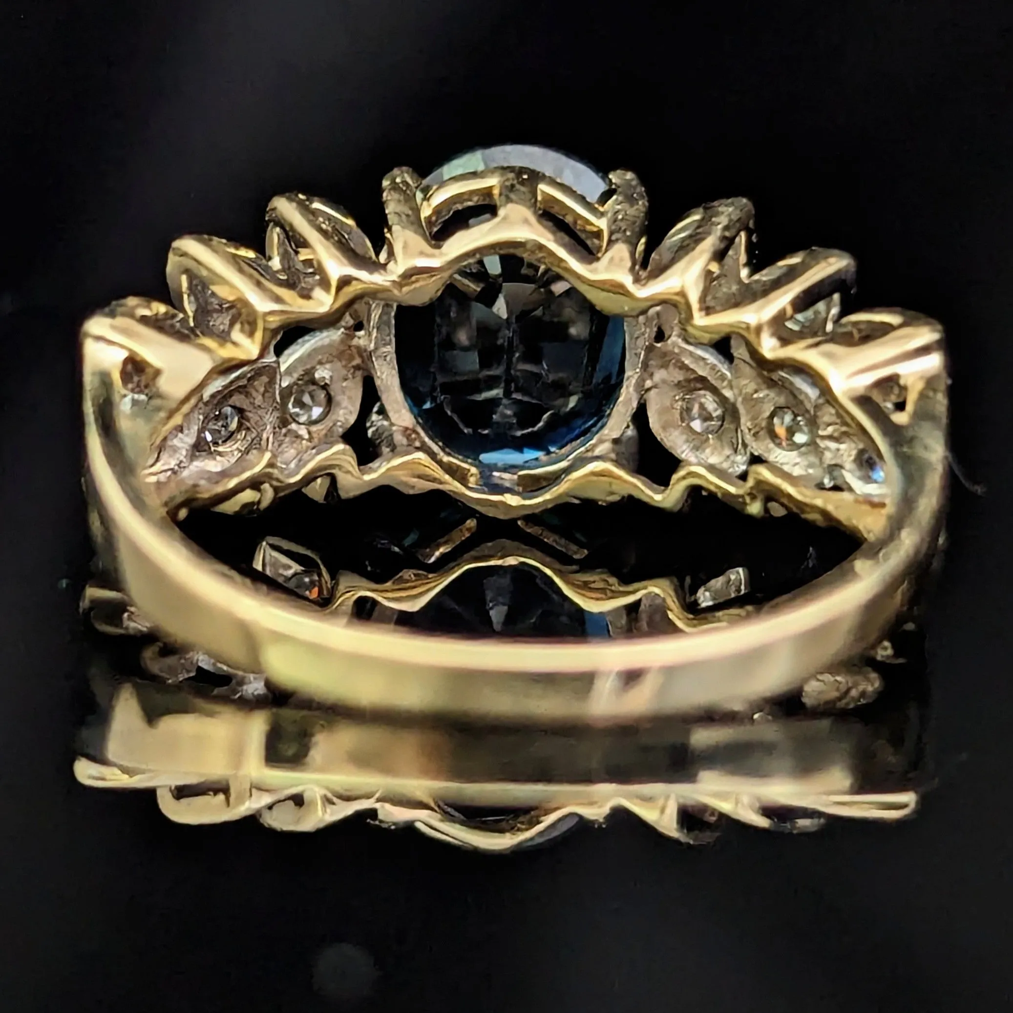 The Tekoa - Vintage GIA Unheated Sapphire Diamonds 14k Gold Ring