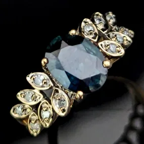 The Tekoa - Vintage GIA Unheated Sapphire Diamonds 14k Gold Ring