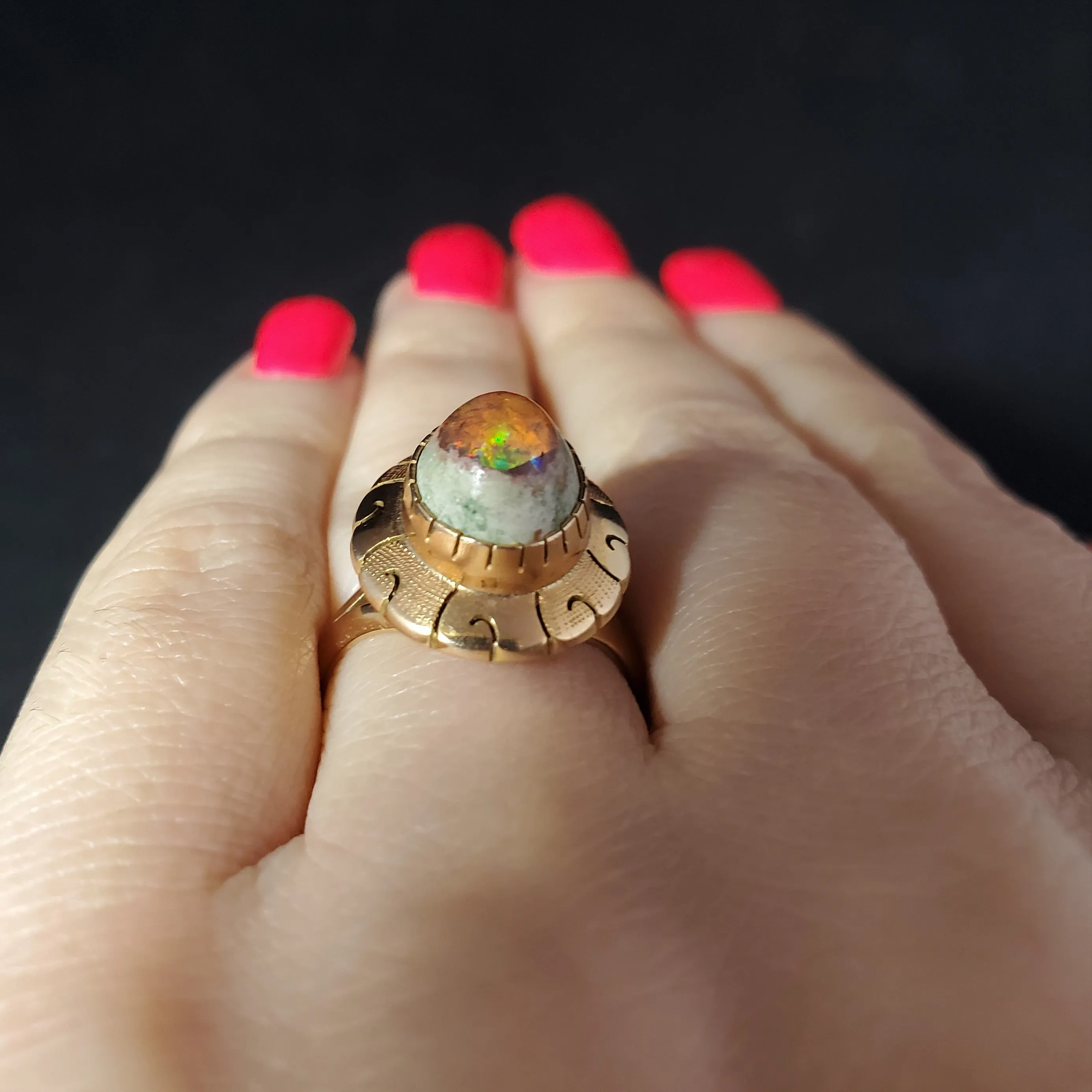 The Windsor - Vintage Mexican Opal Matrix 14k Yellow Gold Ring