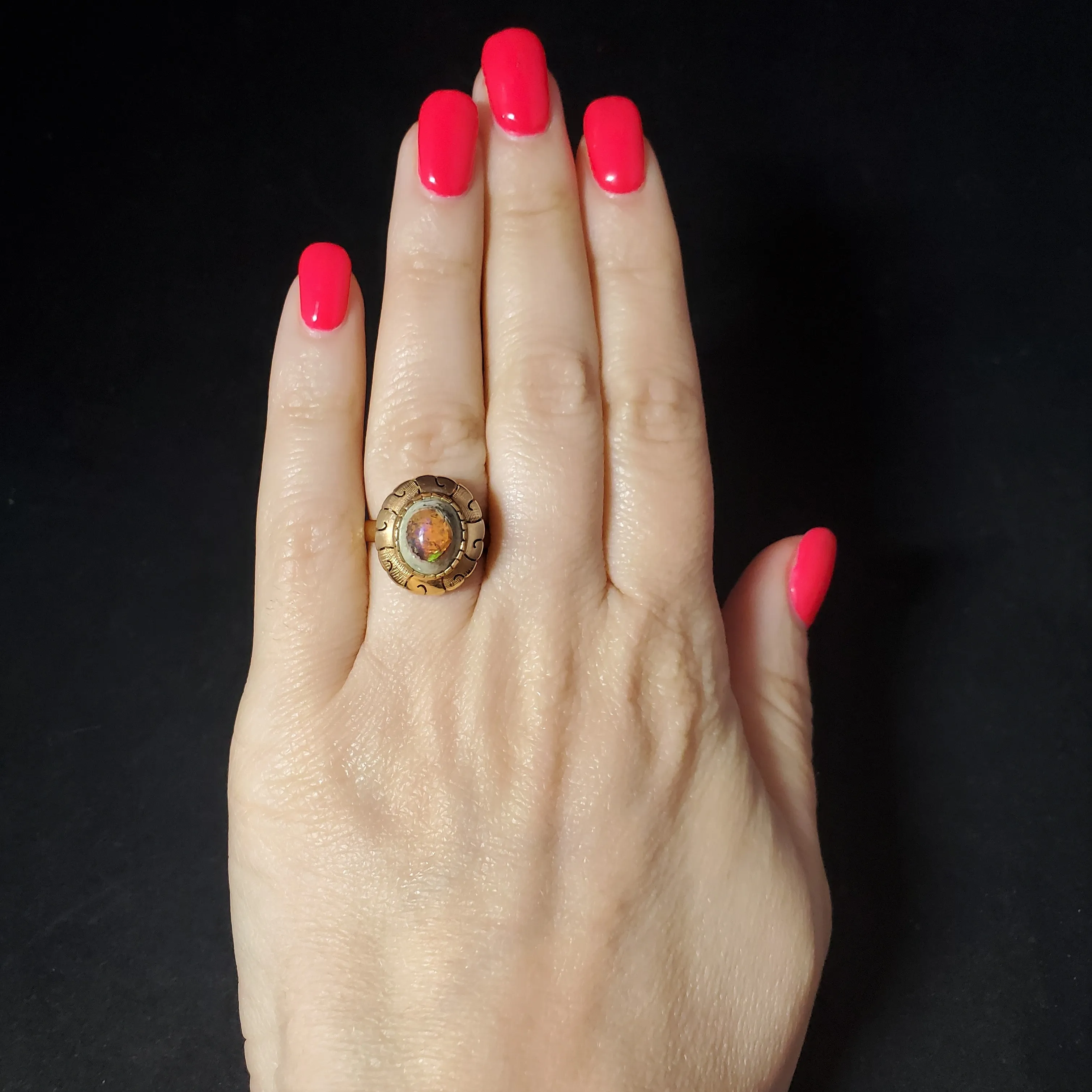 The Windsor - Vintage Mexican Opal Matrix 14k Yellow Gold Ring