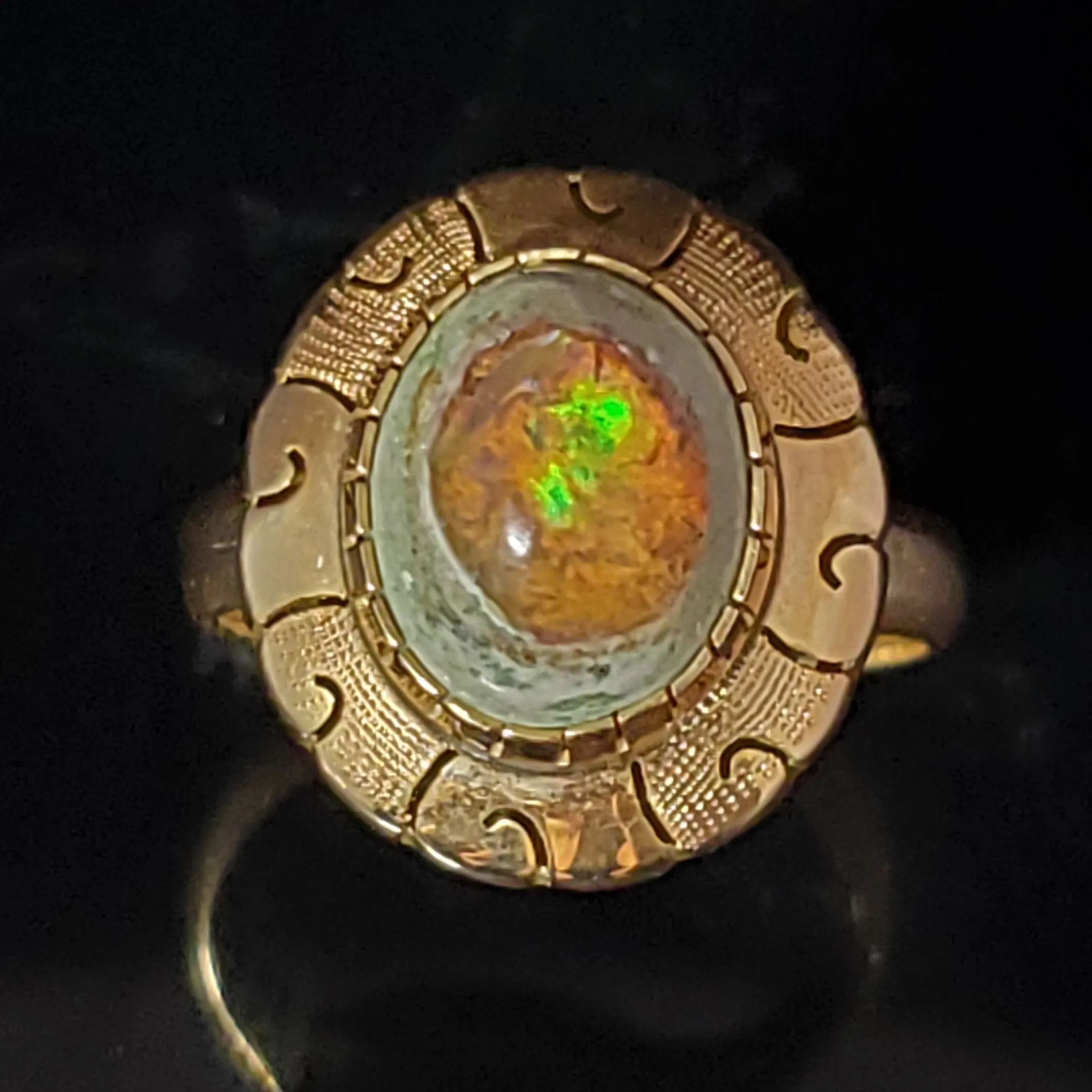 The Windsor - Vintage Mexican Opal Matrix 14k Yellow Gold Ring