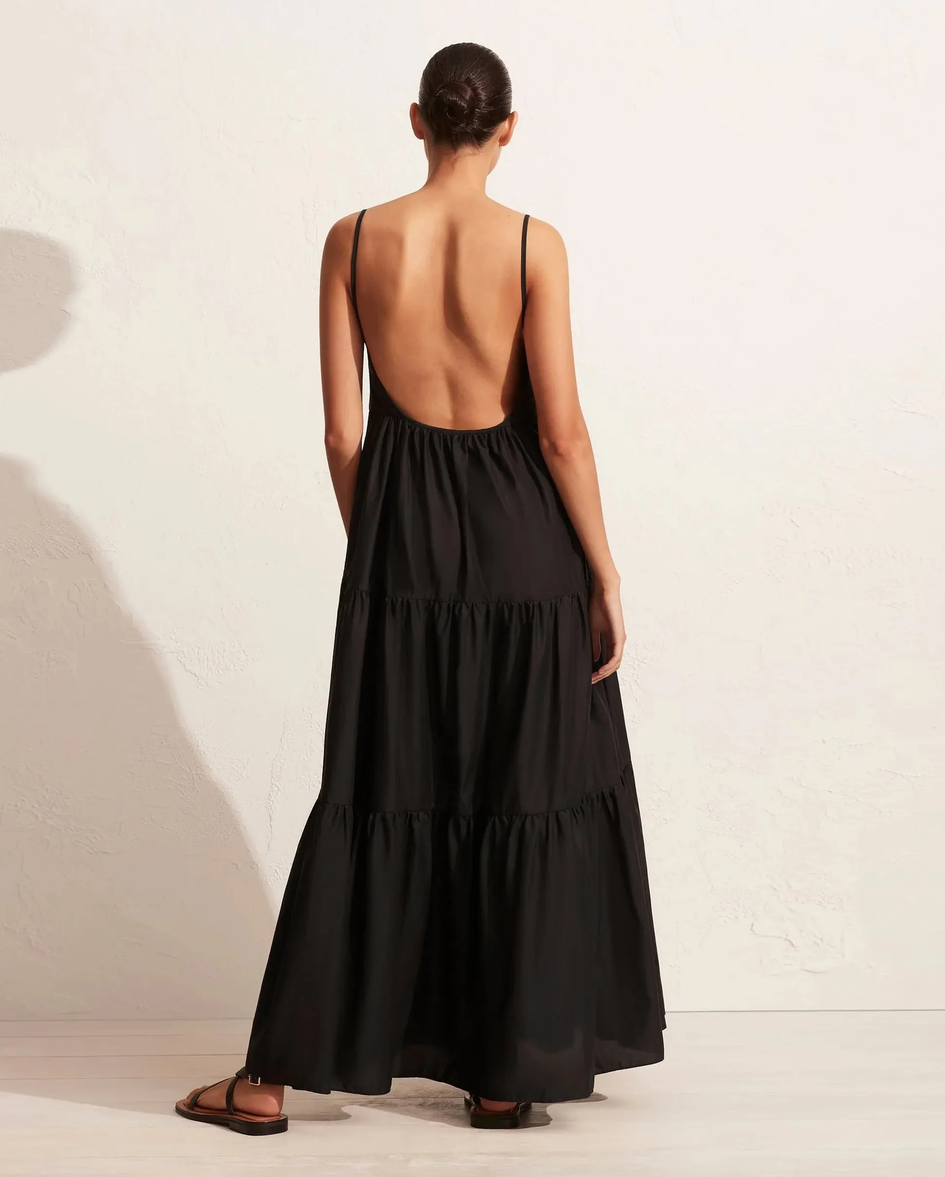 TIERED LOW BACK SUNDRESS / BLACK