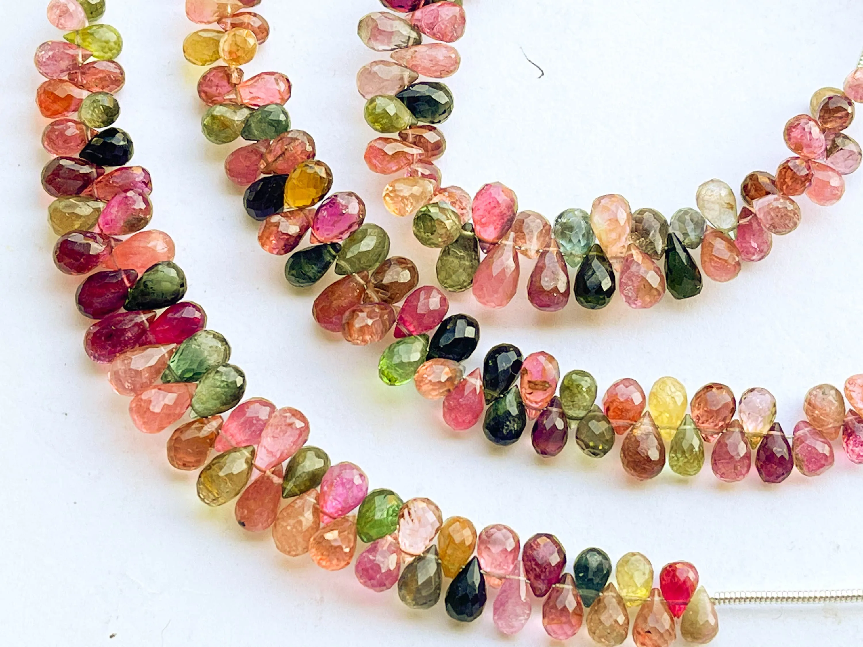 Tourmaline Faceted Drops, Tourmaline Teardrops, Natural Tourmaline Gemstone, Tourmaline Beads, Multi Tourmaline Drops, 45 Pieces