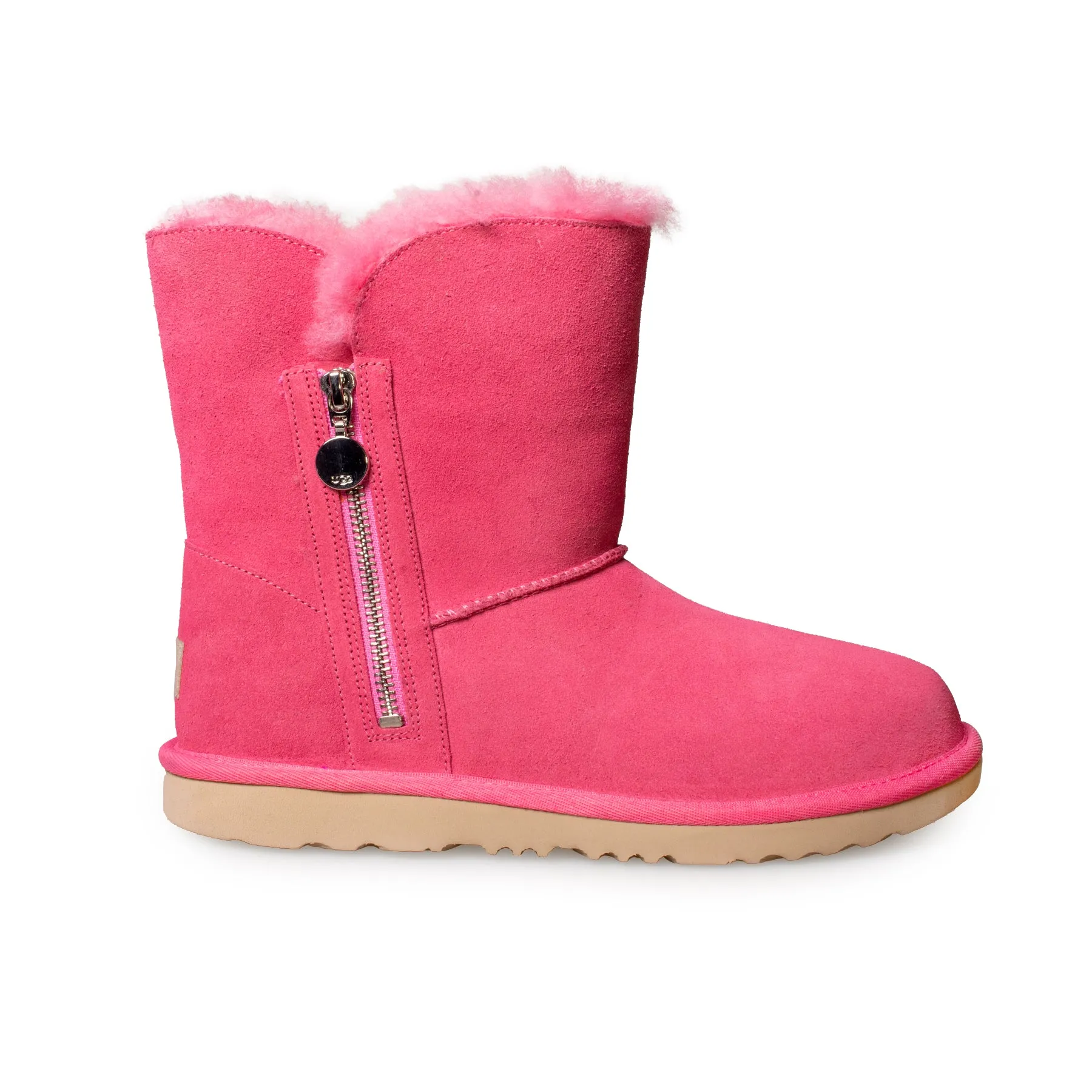 UGG Bailey Zip Short Pink Rose Boots - Youth