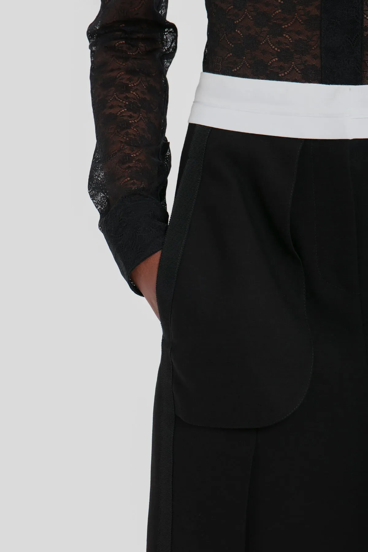 Victoria Beckham Textured Wool Tailored Inside Out Skirt - Black