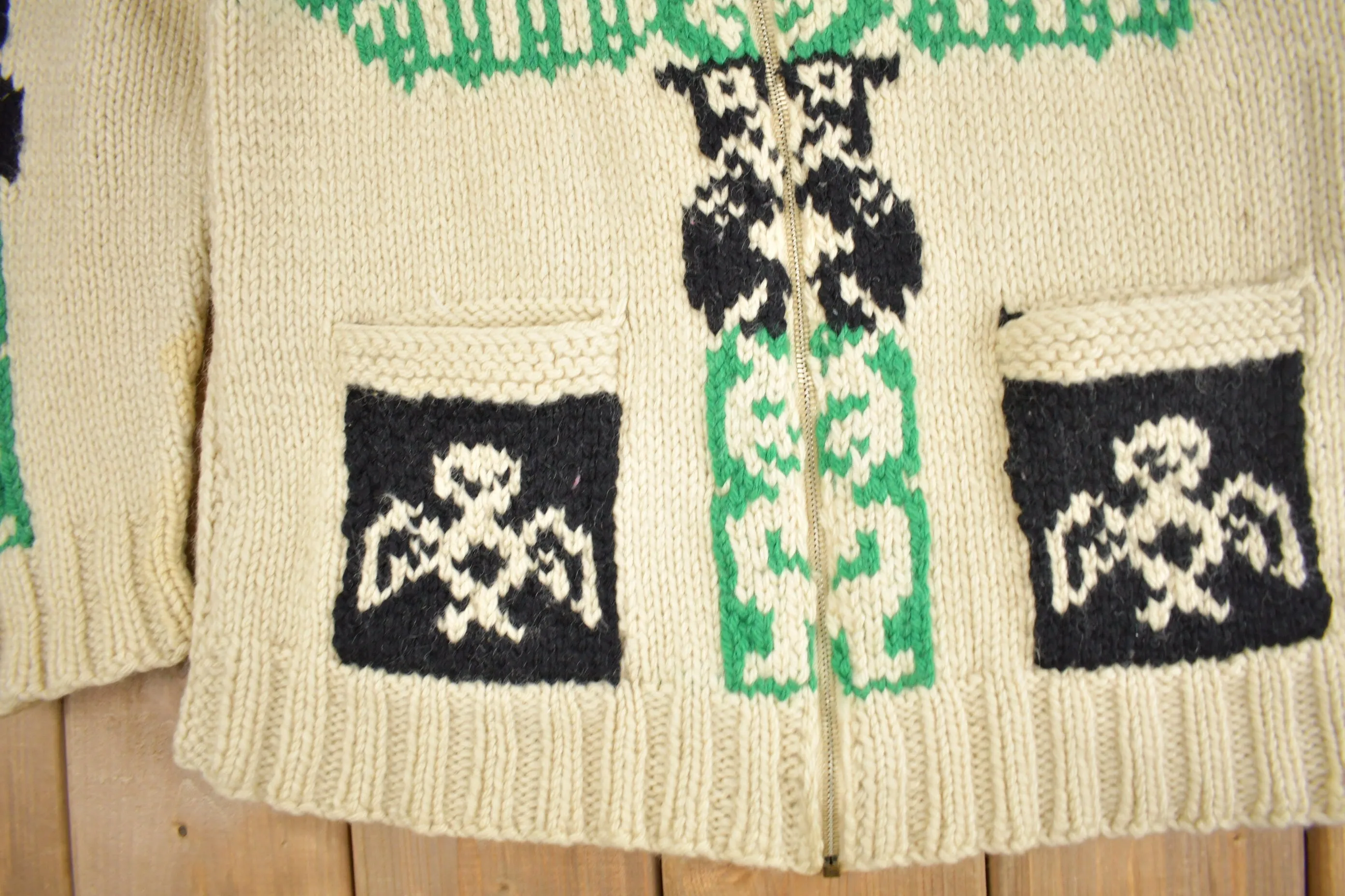 Vintage 1950s Hand-Knit Totem Pole Cowichan Sweater / Wool / True Vintage / Outdoorsman / Heavy Weight