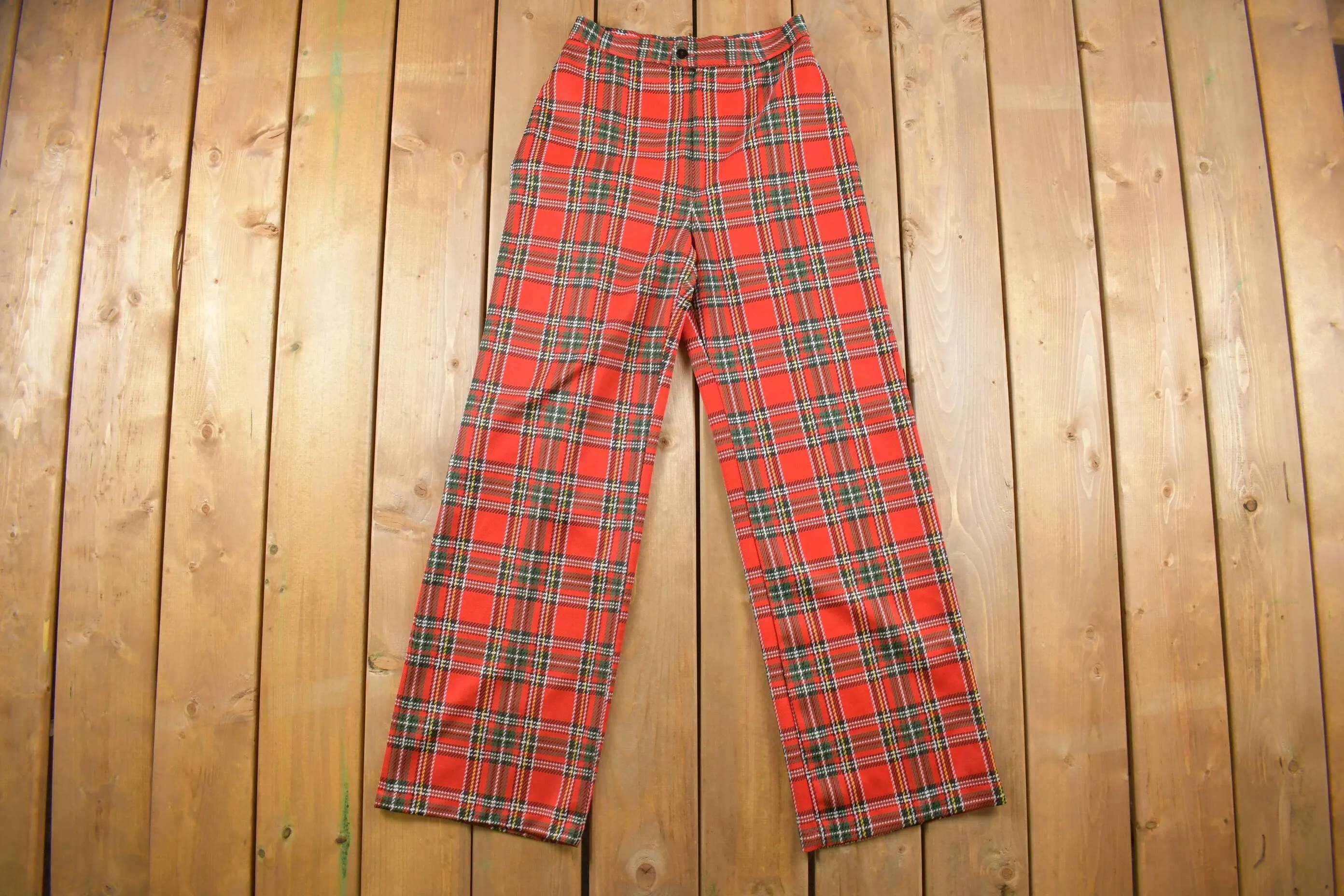 Vintage 1960s Jack Winter Wool Plaid Pants / Size 26 x 30 / True Vintage / Bottoms / Vintage Pants / Retro Style / Made in USA